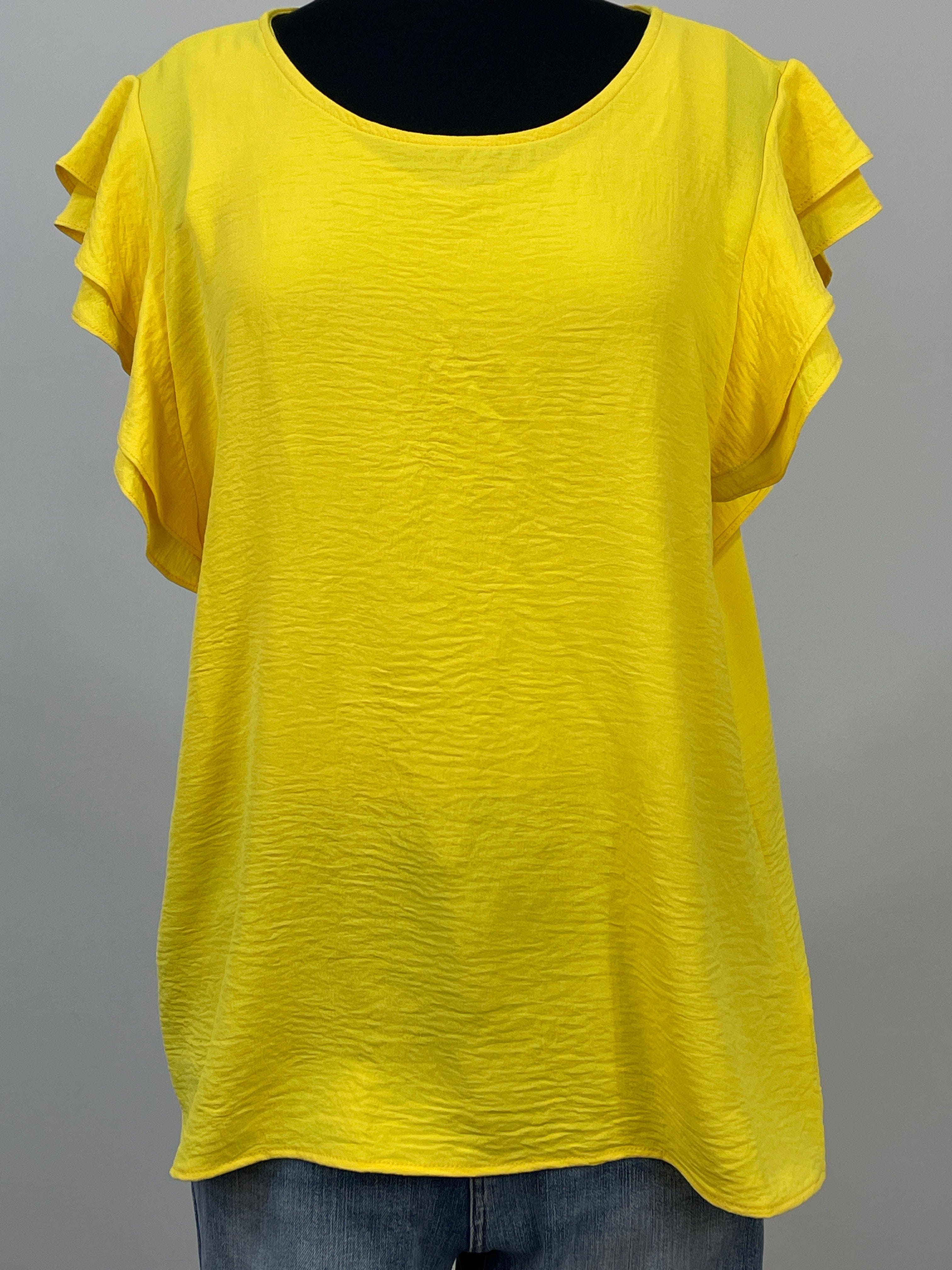 Yellow Two Layer Ruffle Sleeve Blouse