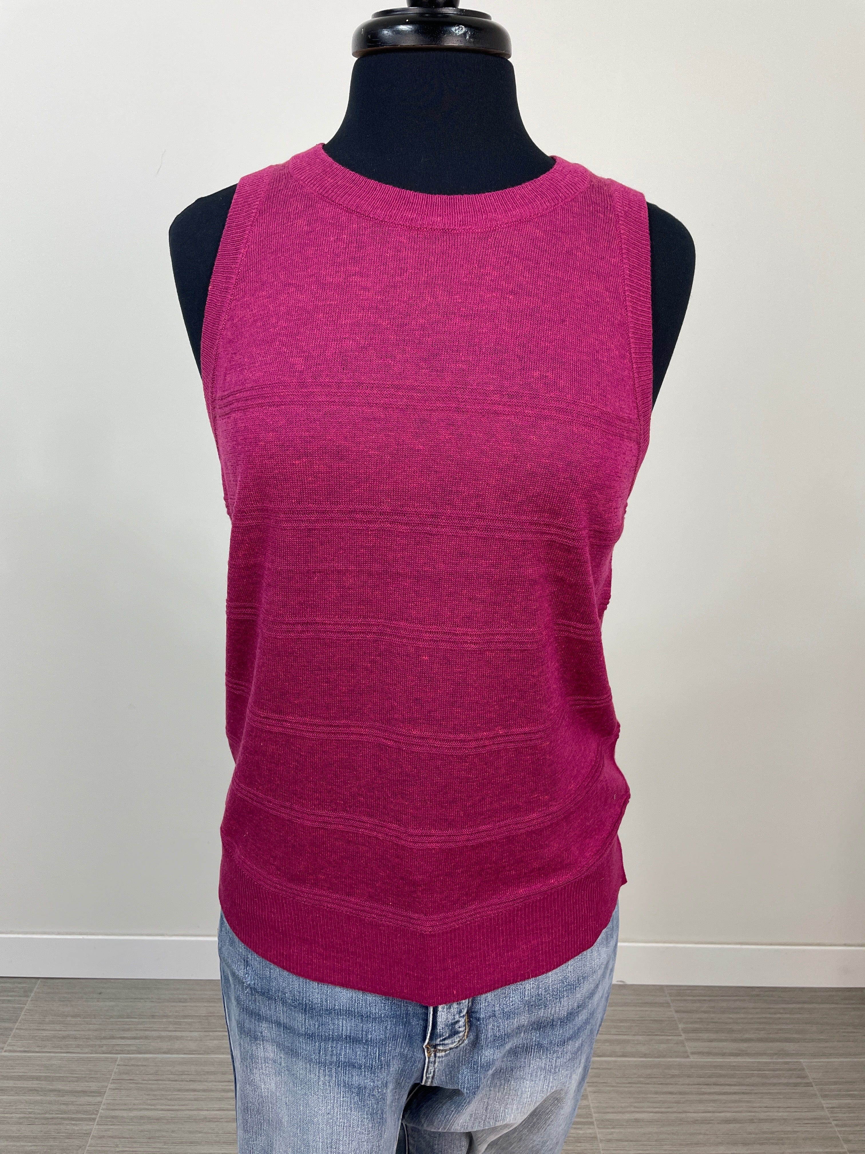 Dark Magenta Textured Sweater Tank