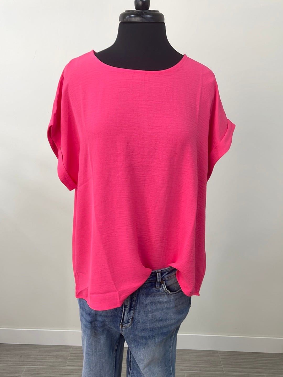 Hot Pink Easy Solid Dolman Top