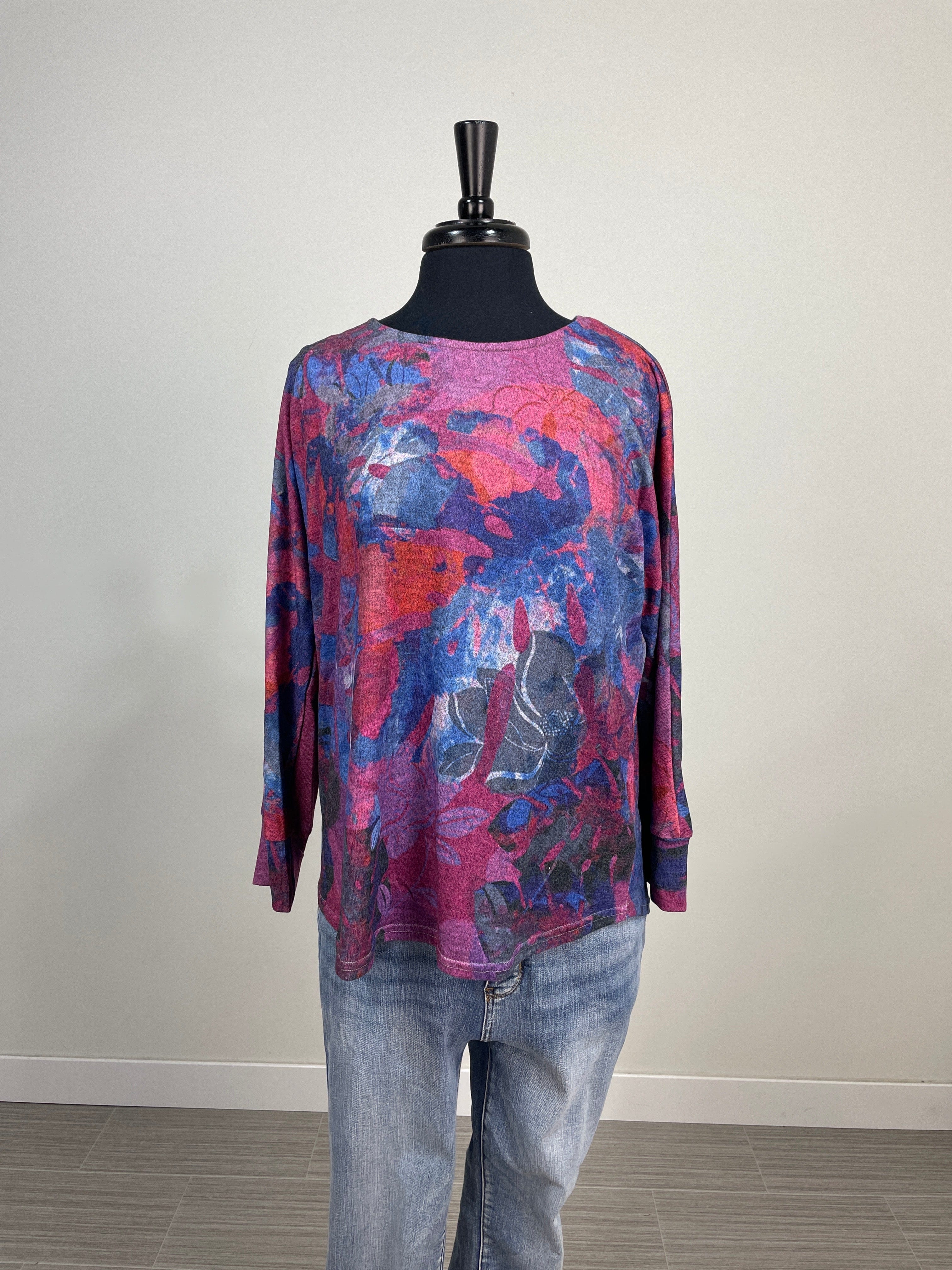 Magenta Abstract Floral Top