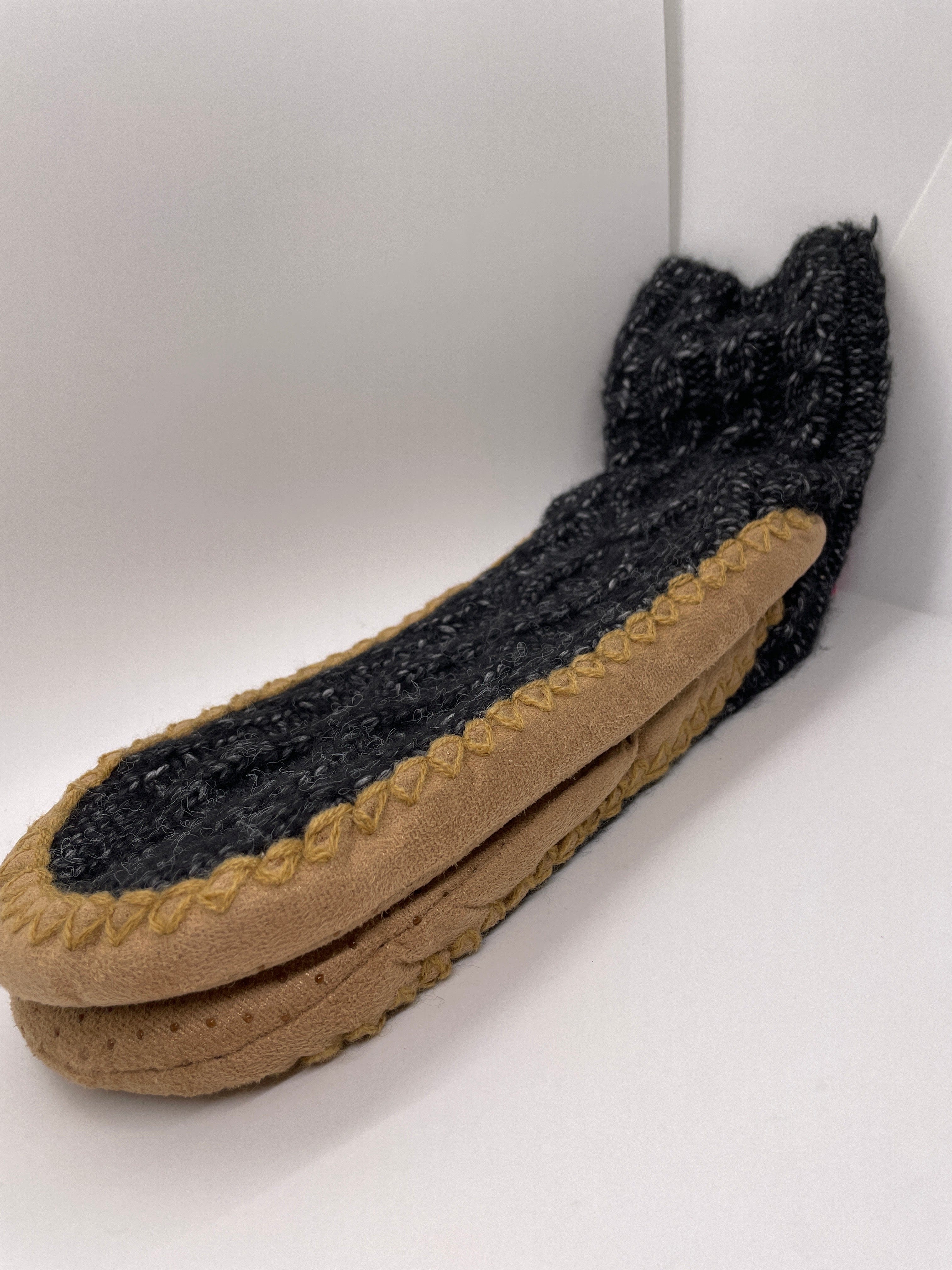 Black Cable Stitch Slipper Sock