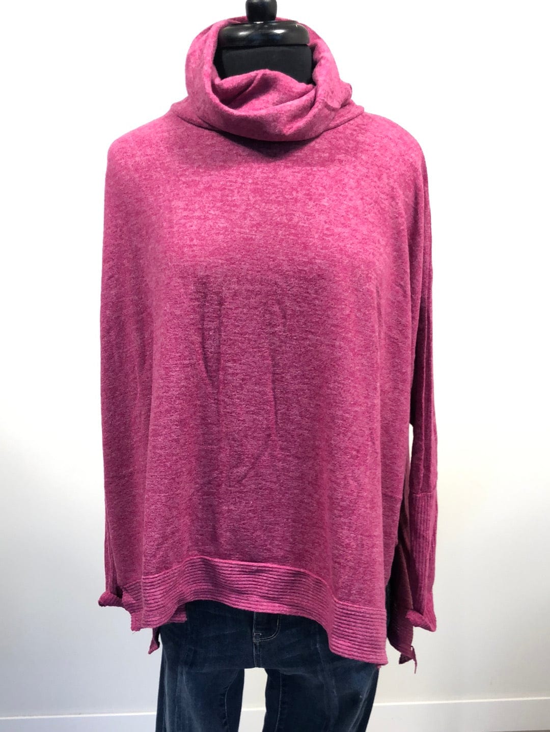 Magenta Brushed Cowl Neck Sweater