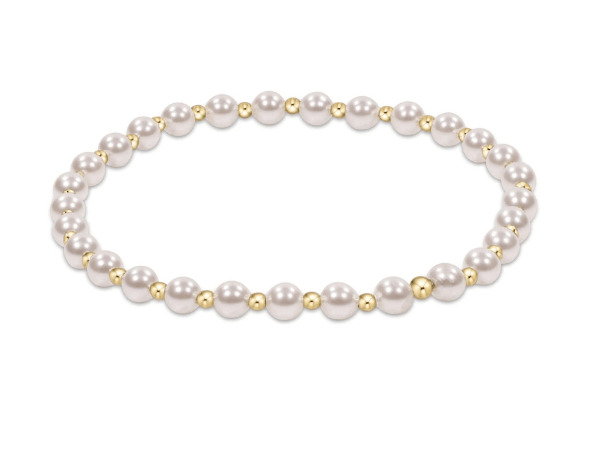 Classic Grateful Pattern 4mm Bead Bracelet - Pearl