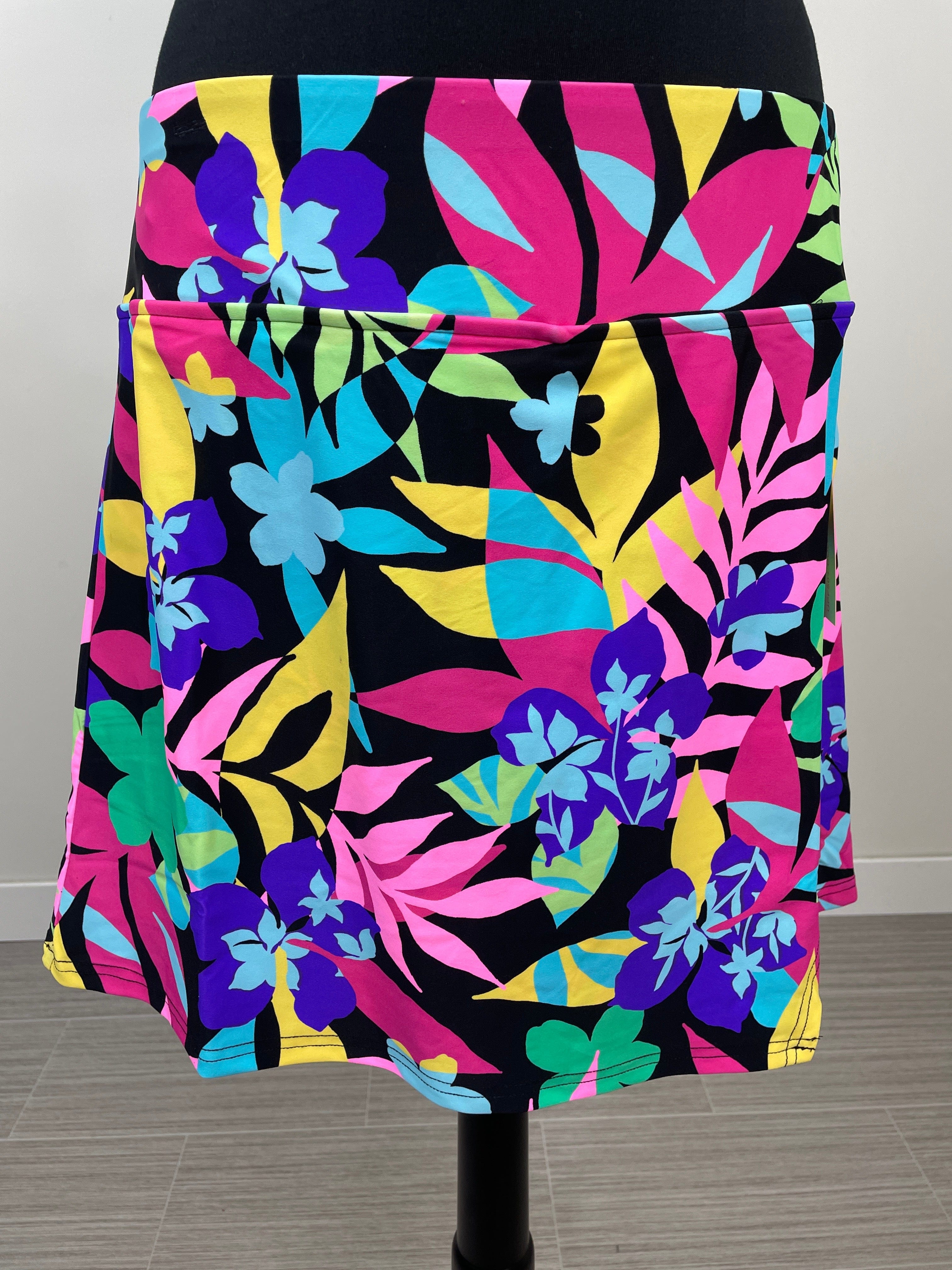 Black Bright Floral Camila Overlap Skort