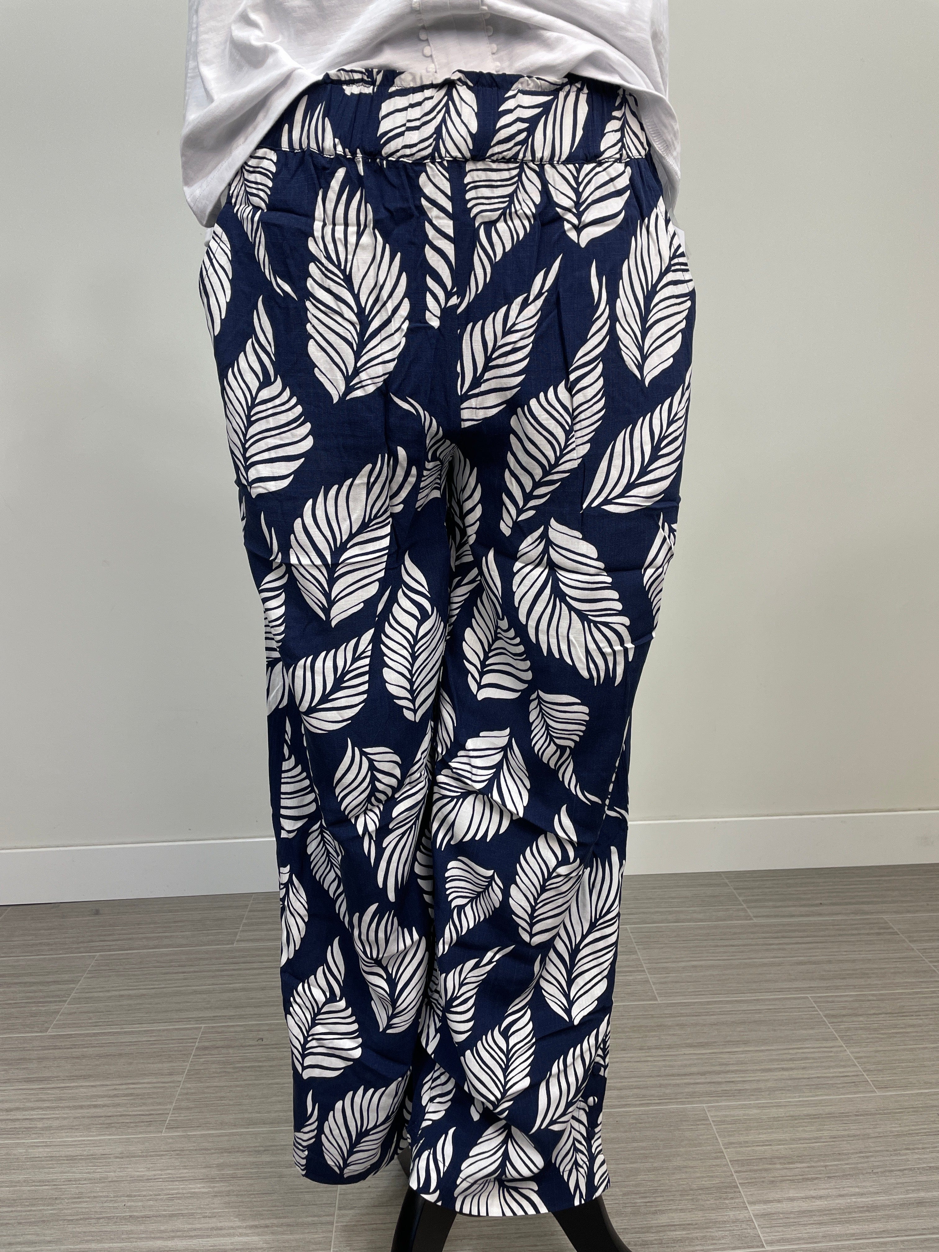 Indigo Pull On Ankle Pant w/Buttons