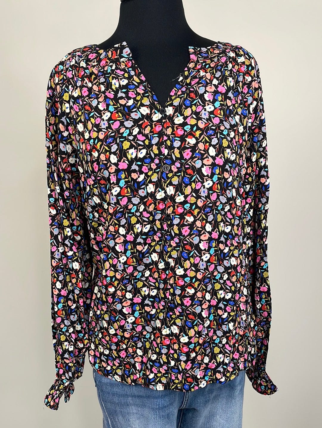 Black Multi Bijou Floral Blouse