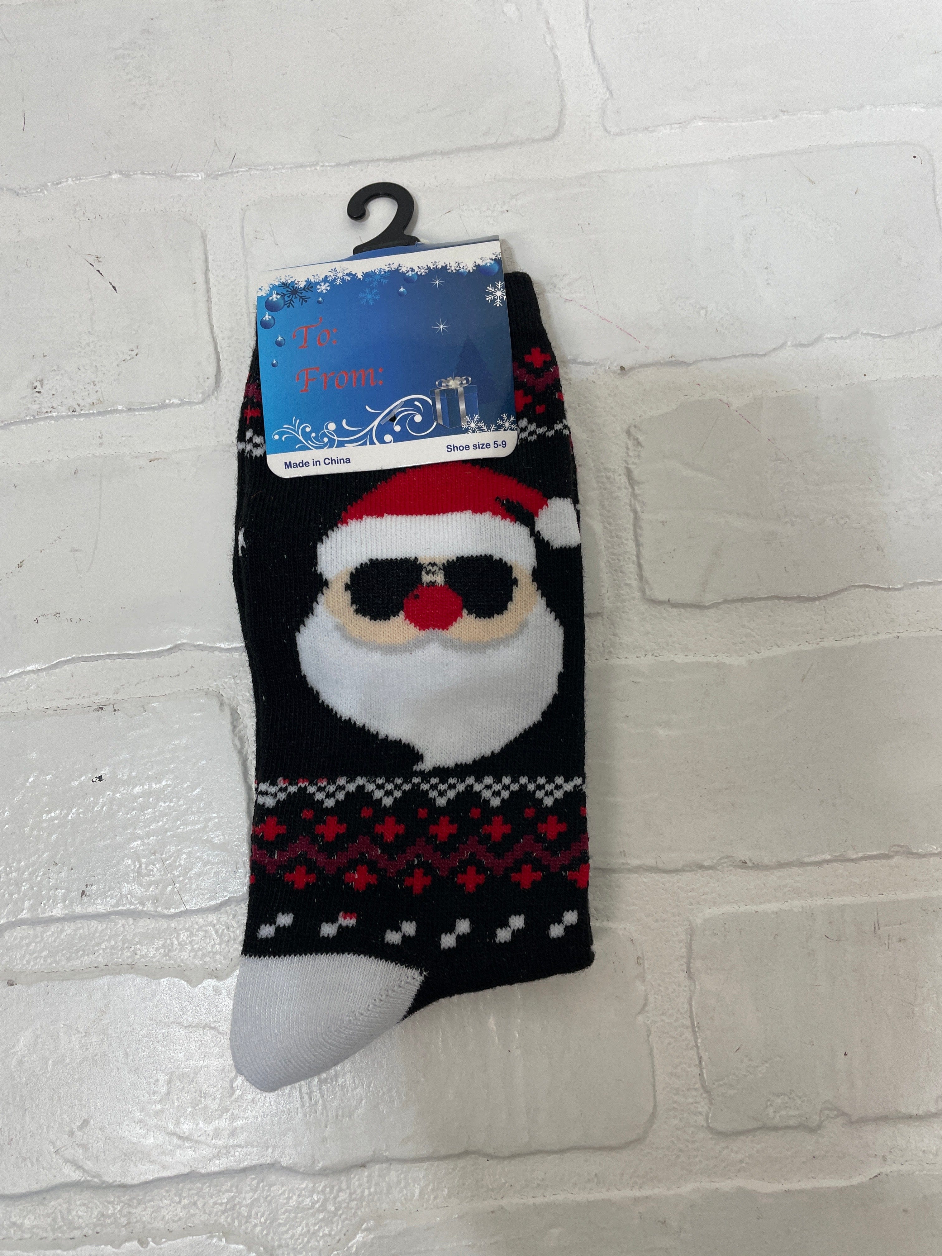 Black & Sunglasses Santa Socks