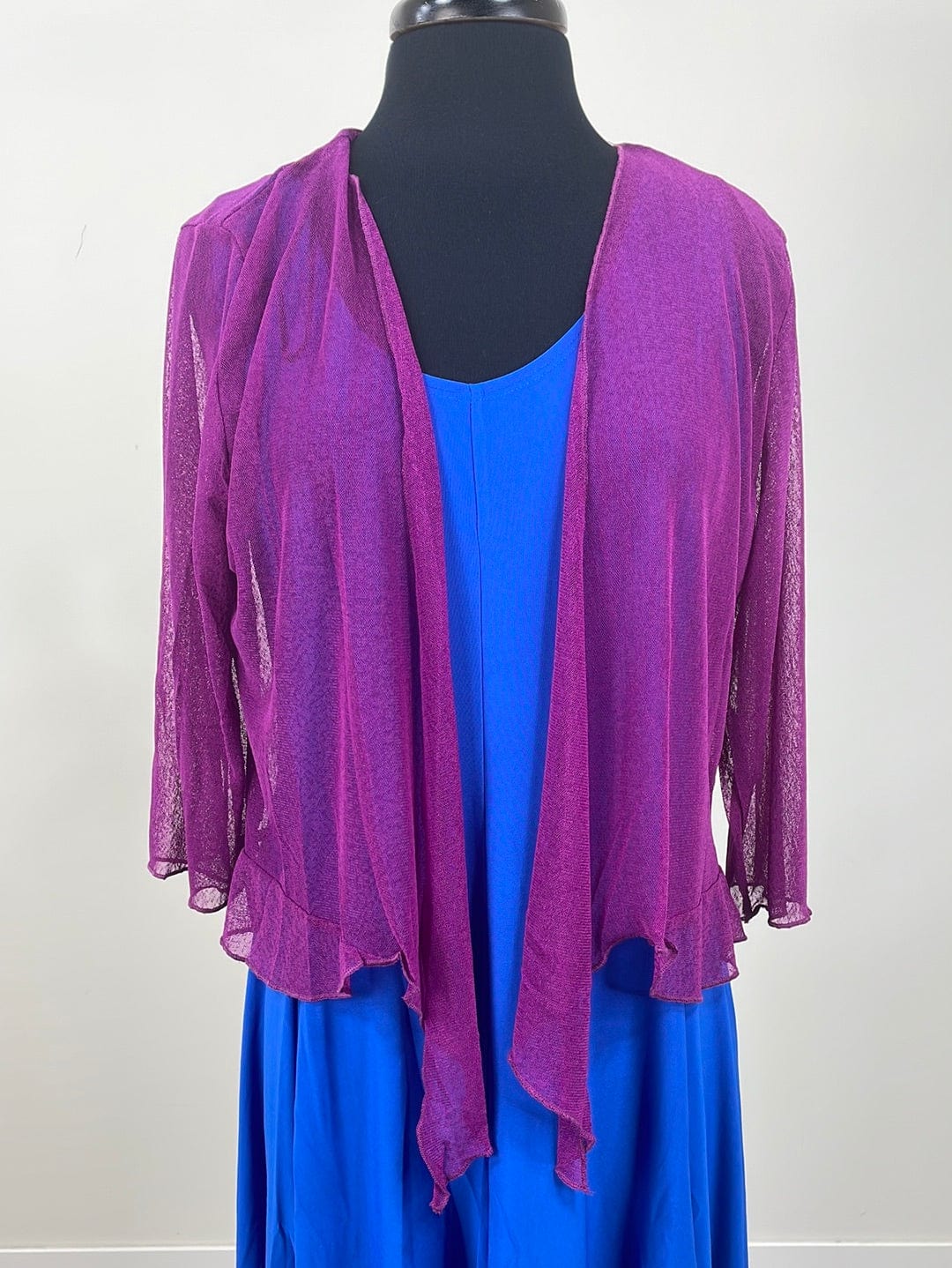 Magenta Mesh Cropped Tie Front Cardigan