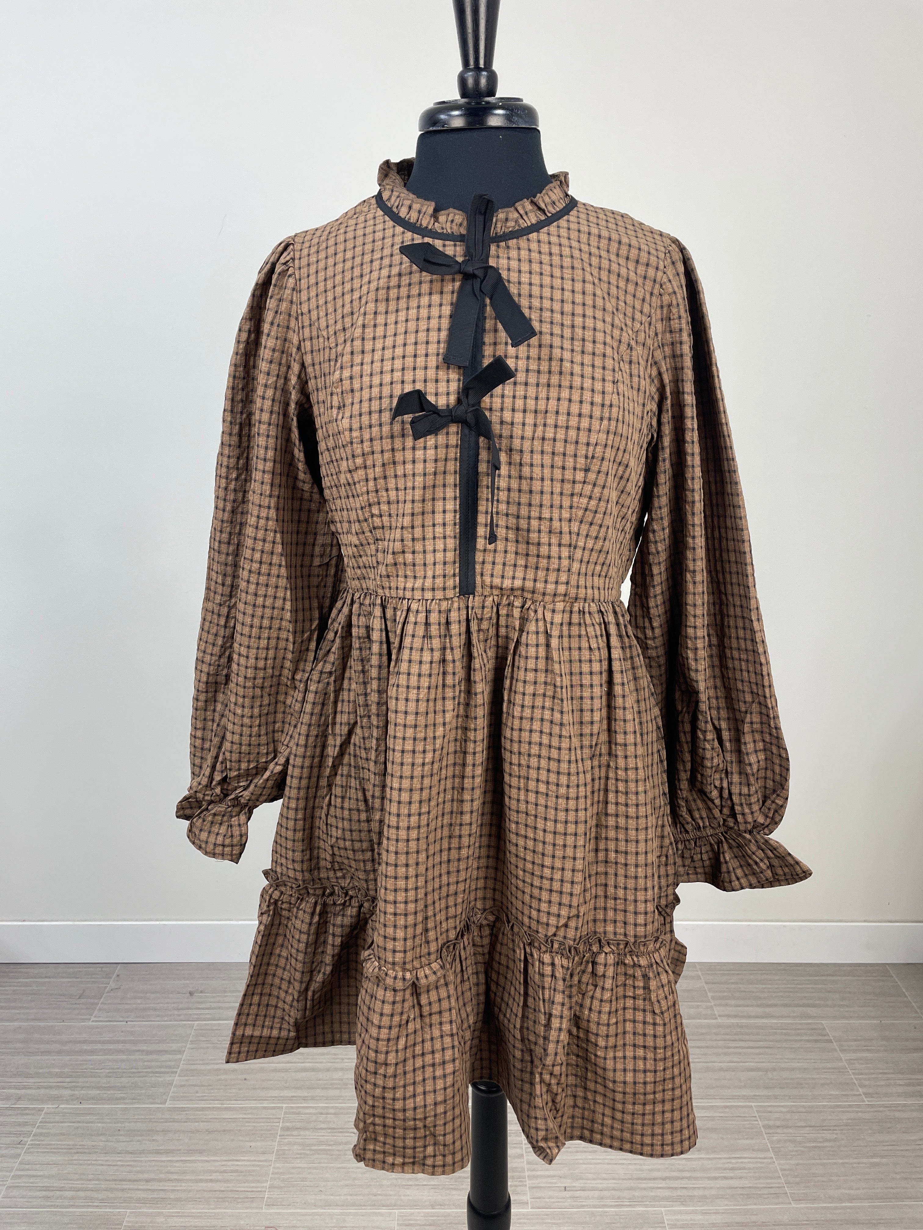 Chestnut Tartan Bow Dress