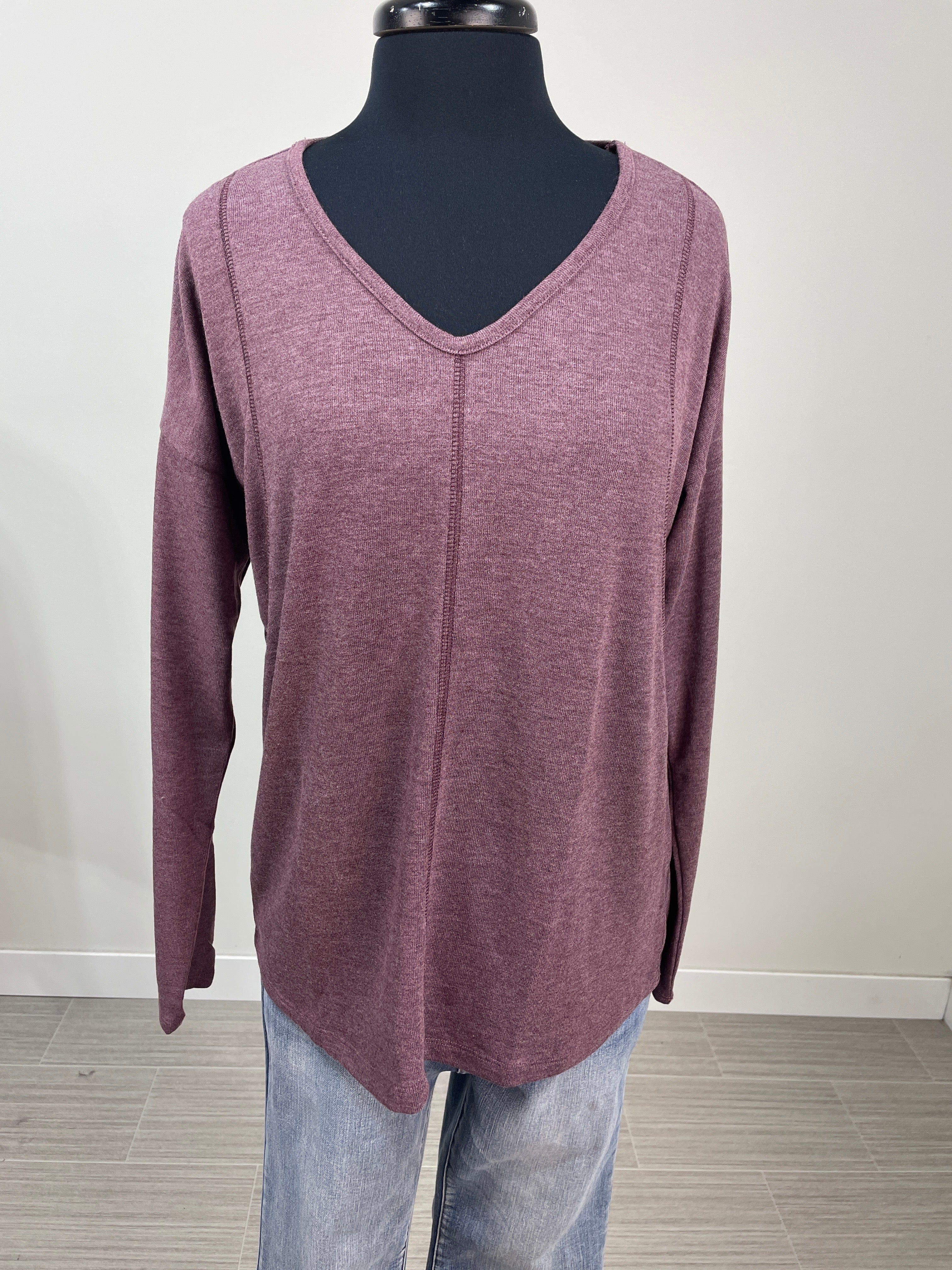Plum Stitch Detail Top