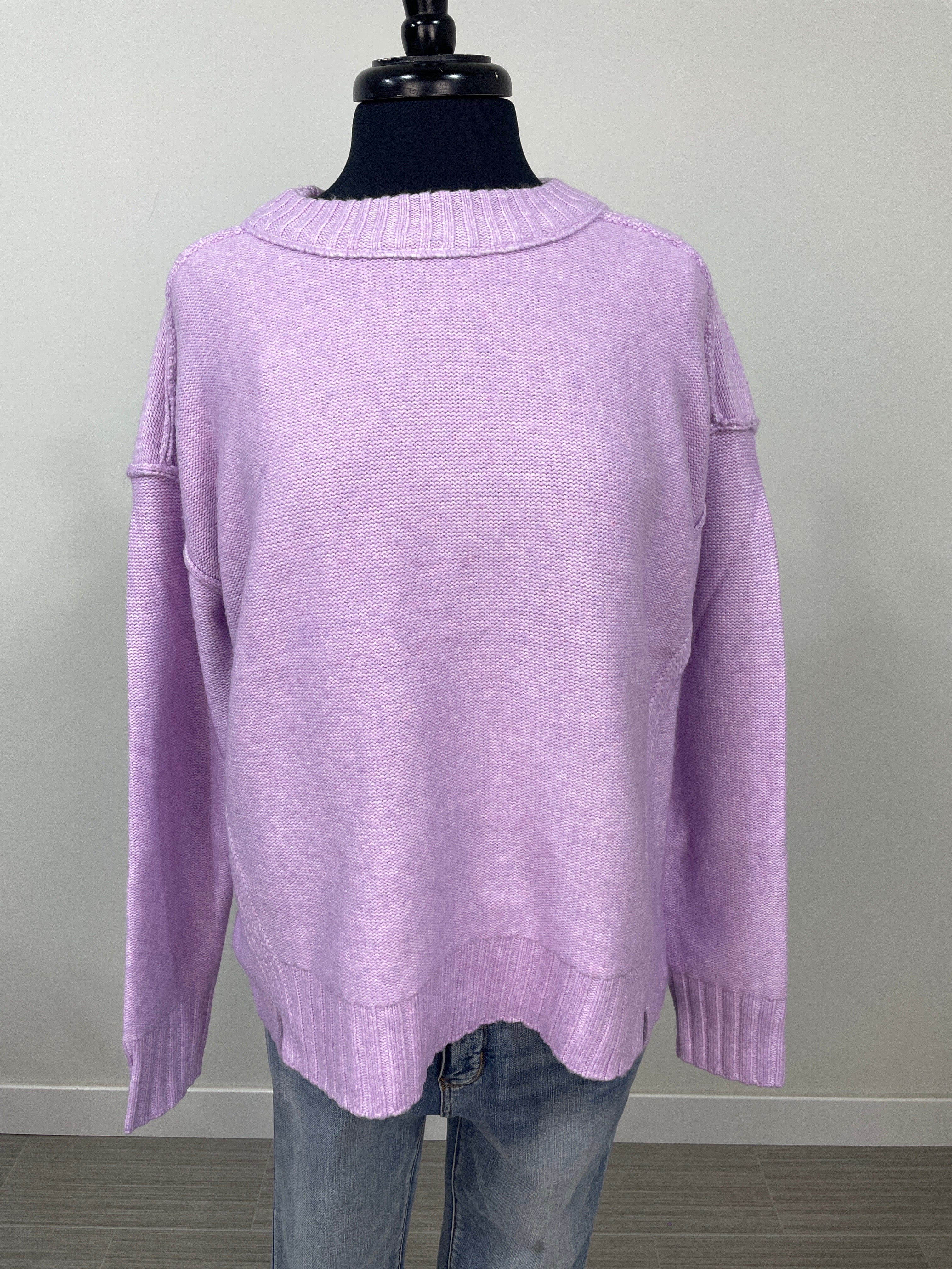 Lavender Outside Seam Detail Sweater