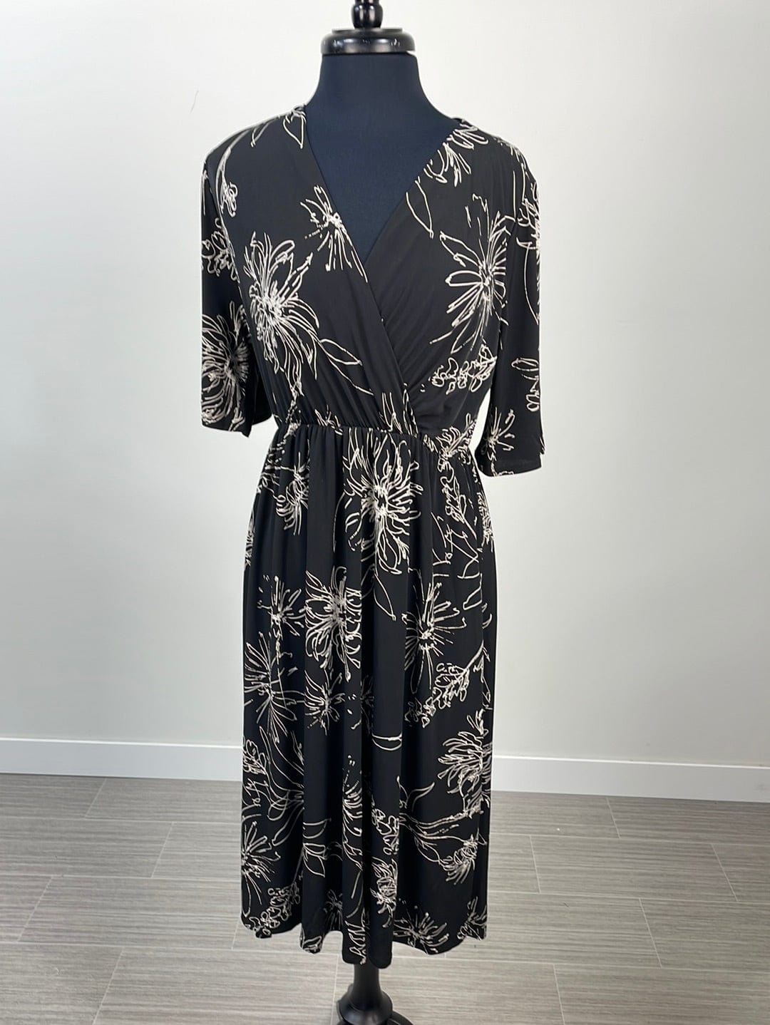 Black Floral Crossover Dress