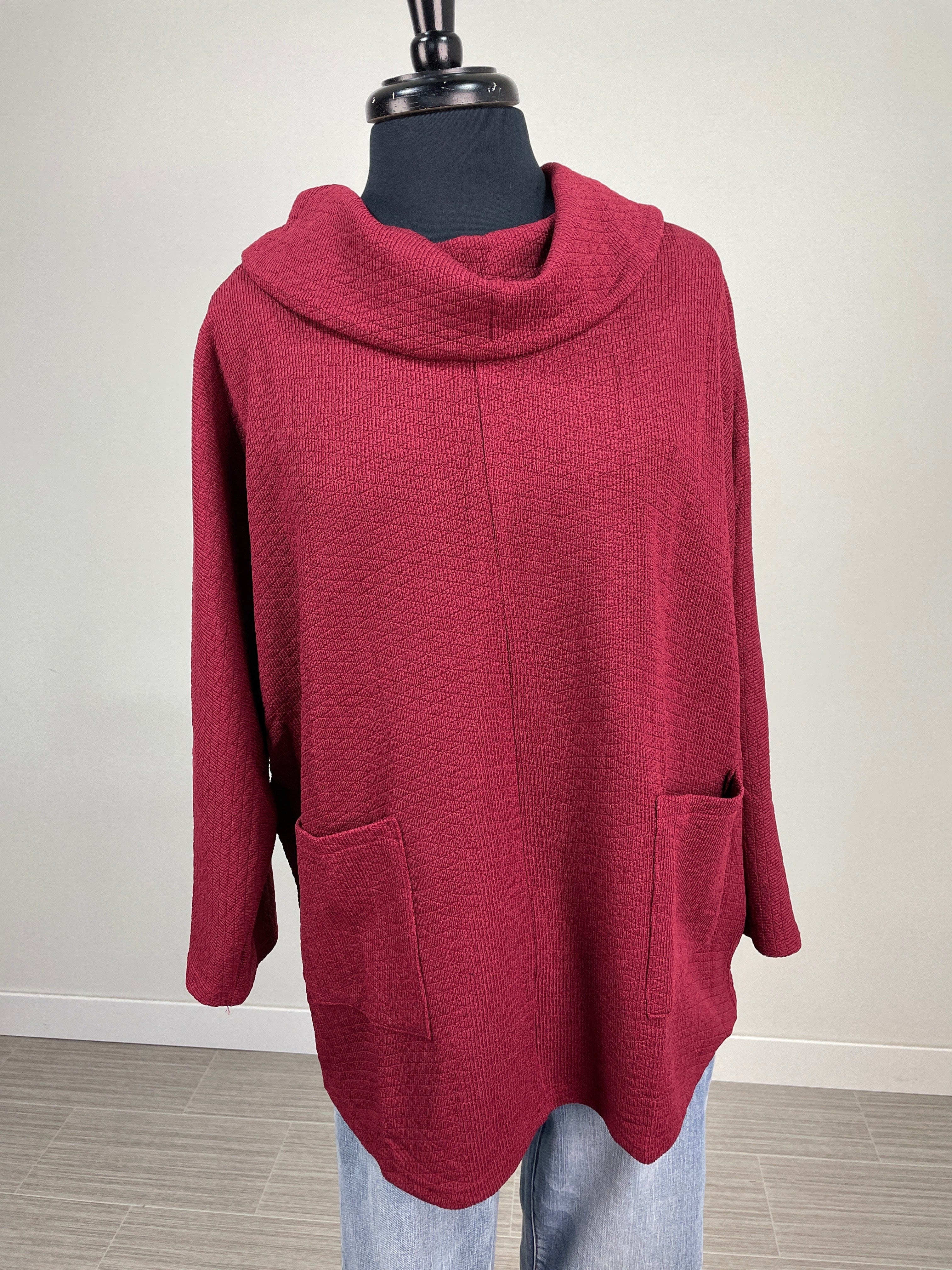 Red Diamond Cowl Neck Top