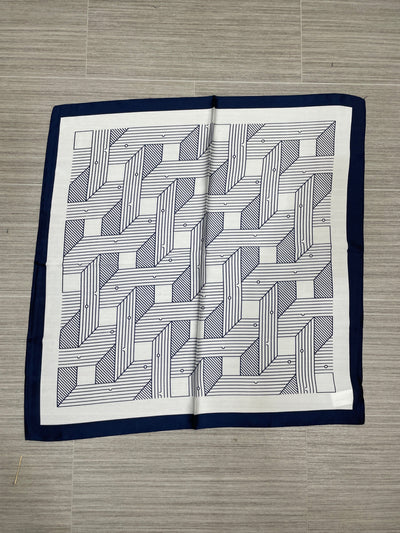 Navy Abstract Print Satin Scarf