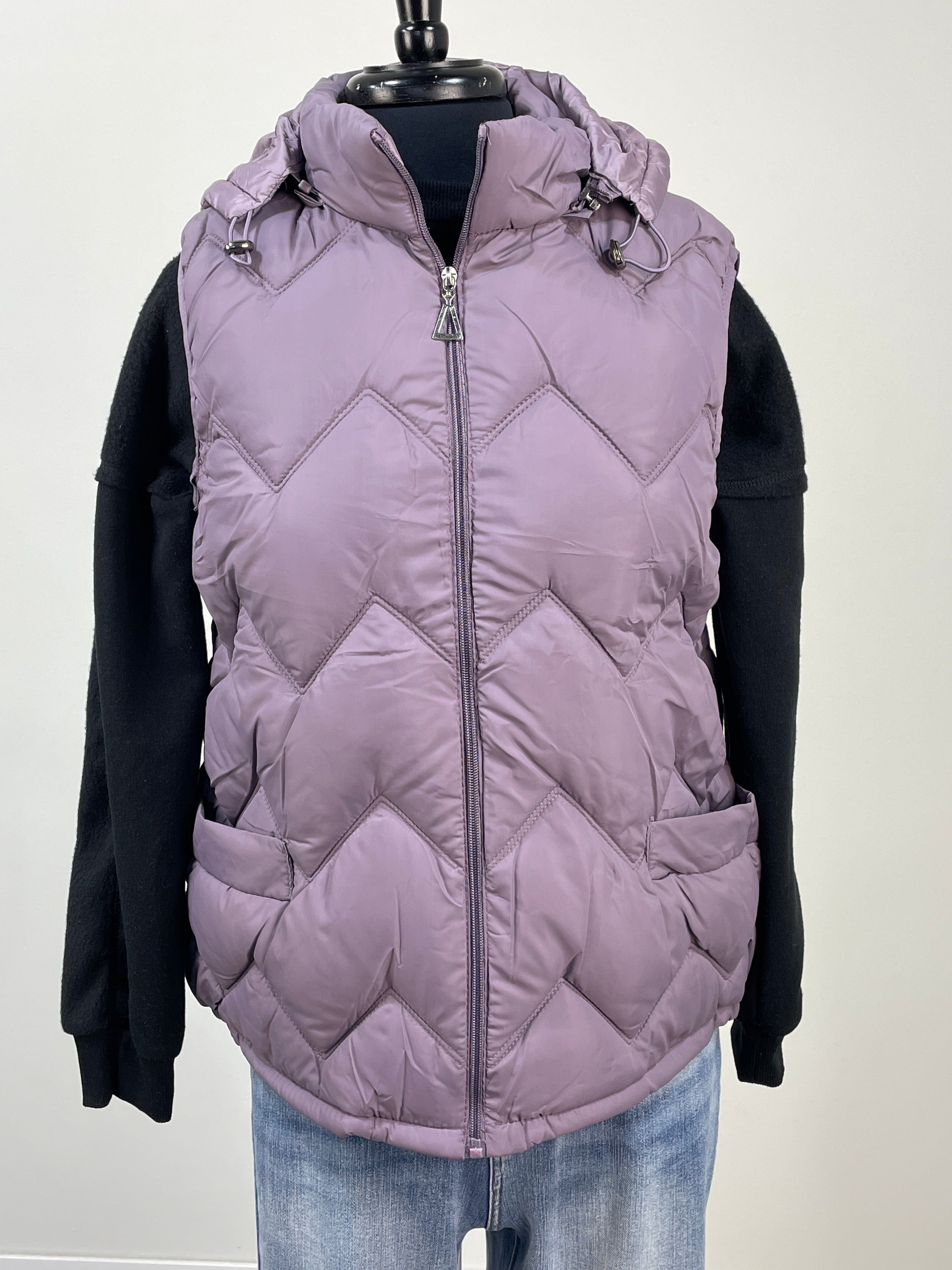 Purple Hooded Puffer Vest