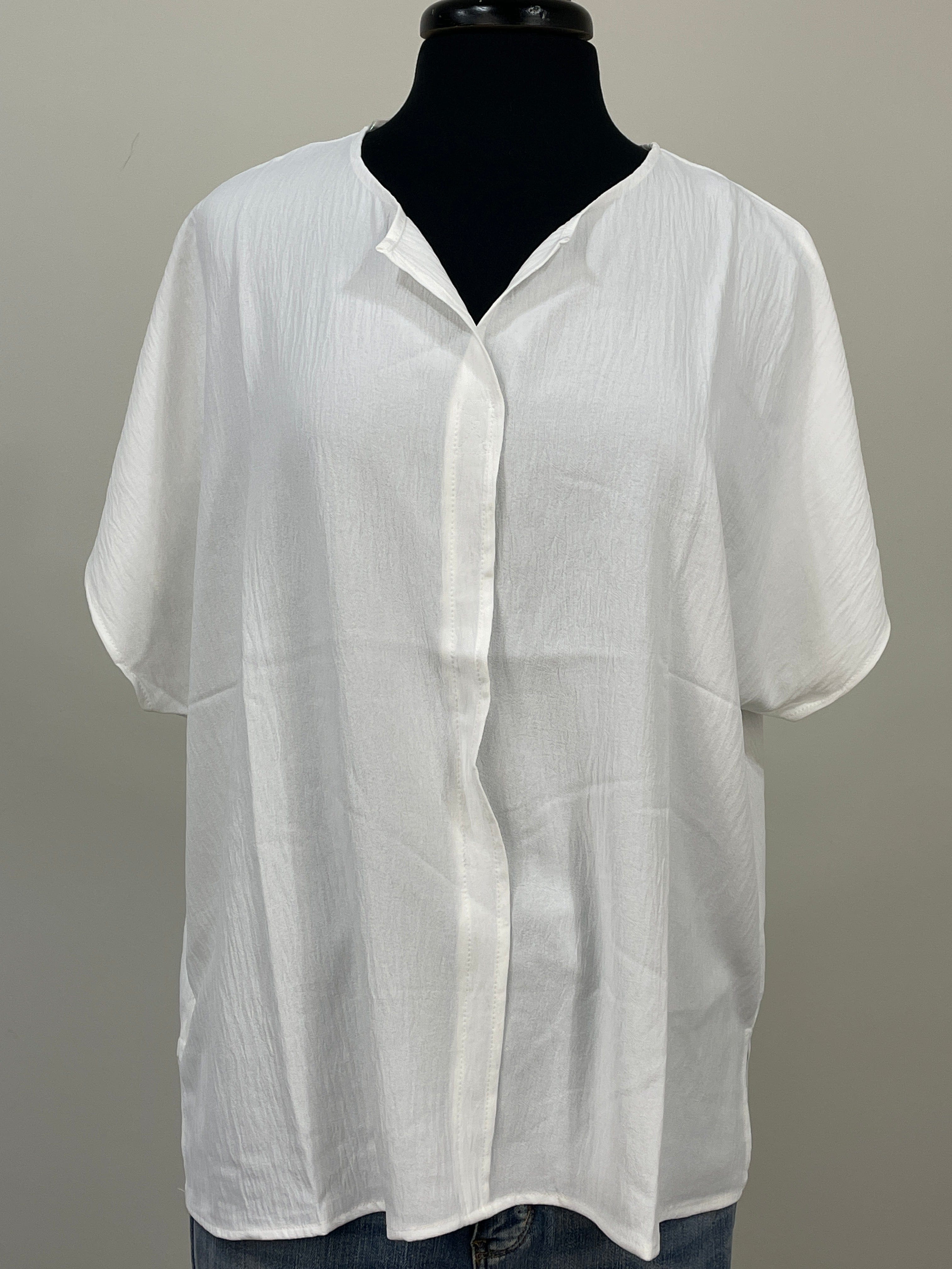 White V-Neck Tunic Blouse