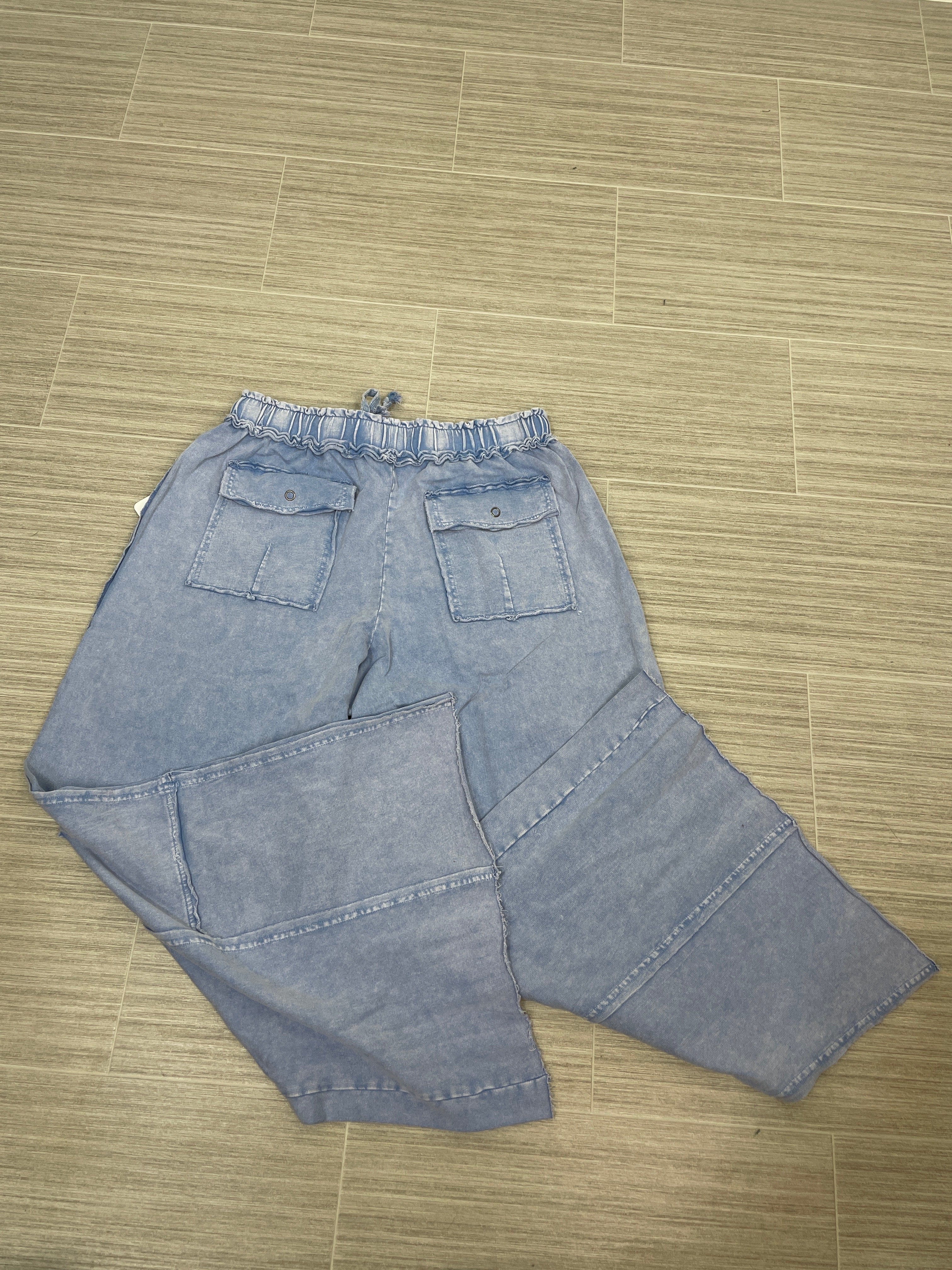 Cadet Blue Mineral Washed Terry Knit Pant