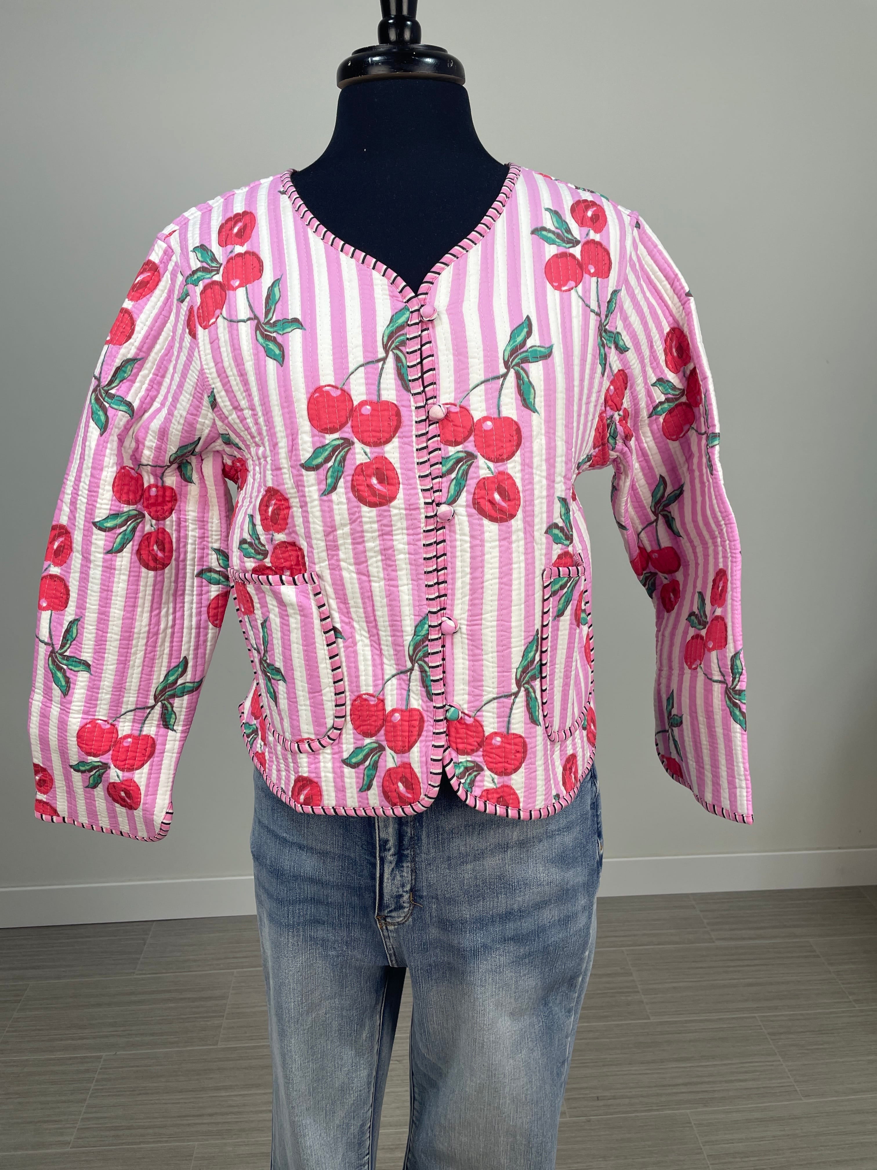 Cherry Reversible Quilted Jacket