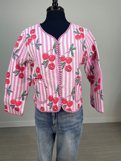 Cherry Reversible Quilted Jacket