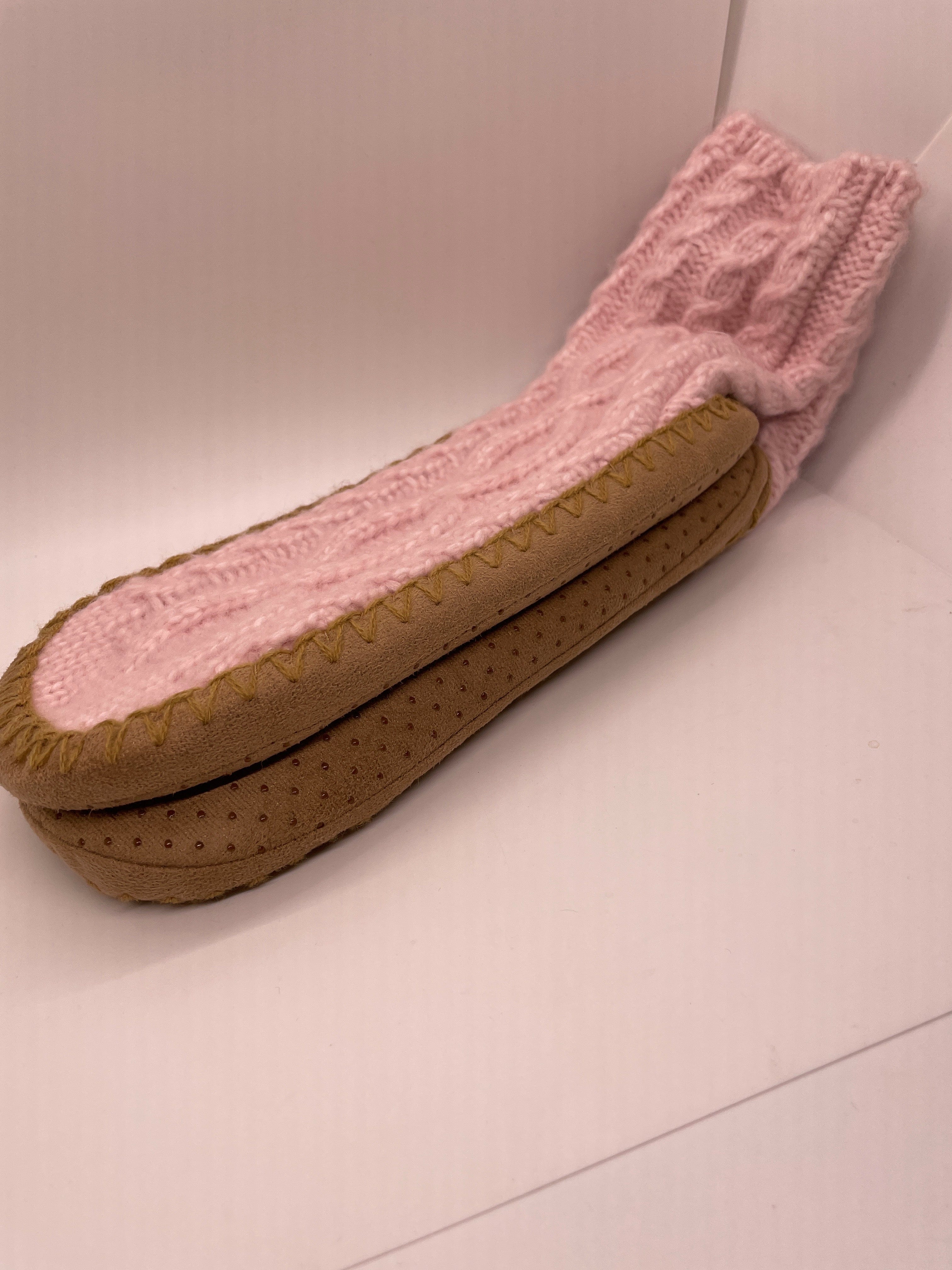 Pink Cable Stitch Slipper Sock
