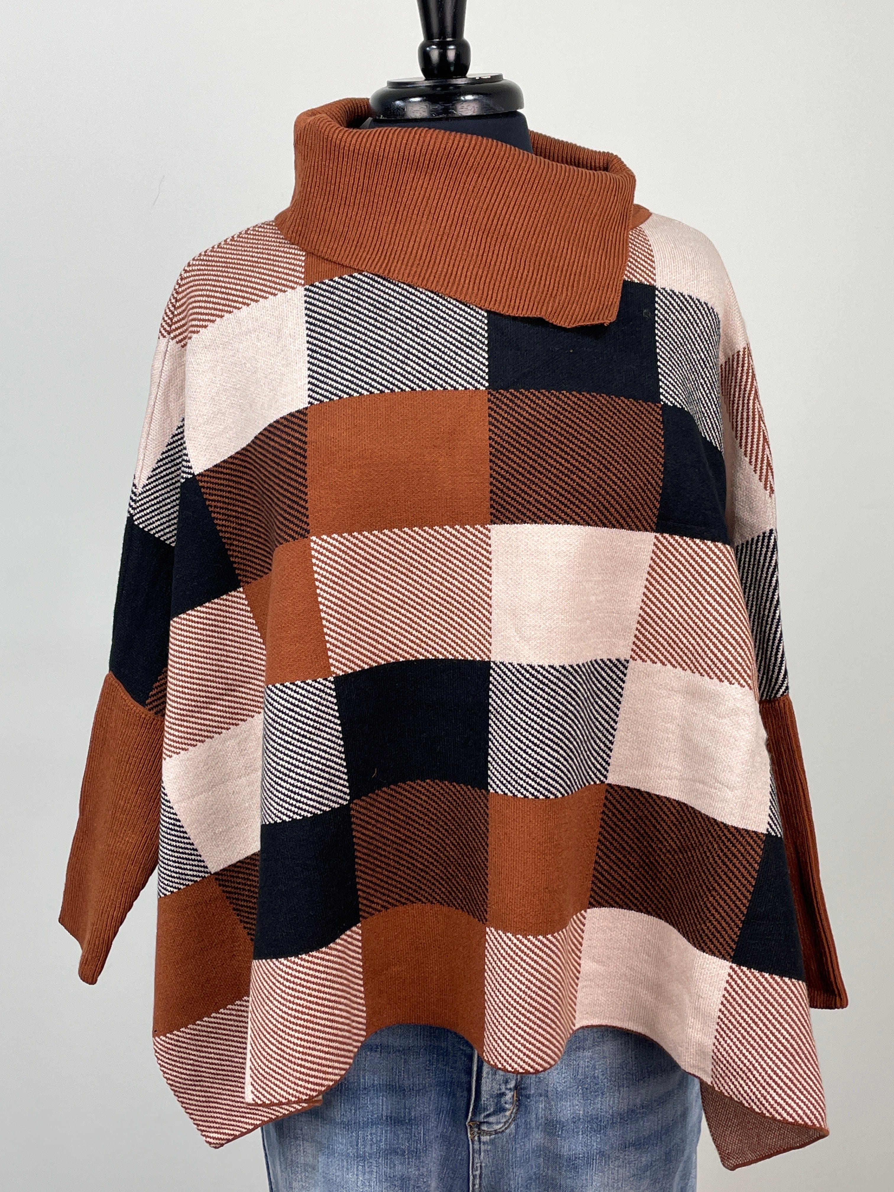 Brown Checker Poncho