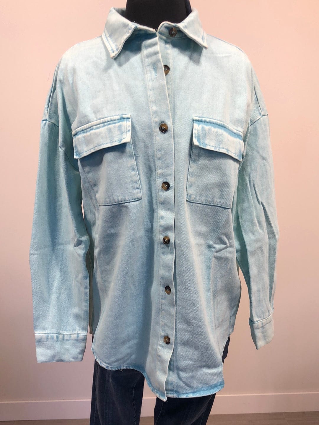 Dusty Blue Washed Denim Shacket