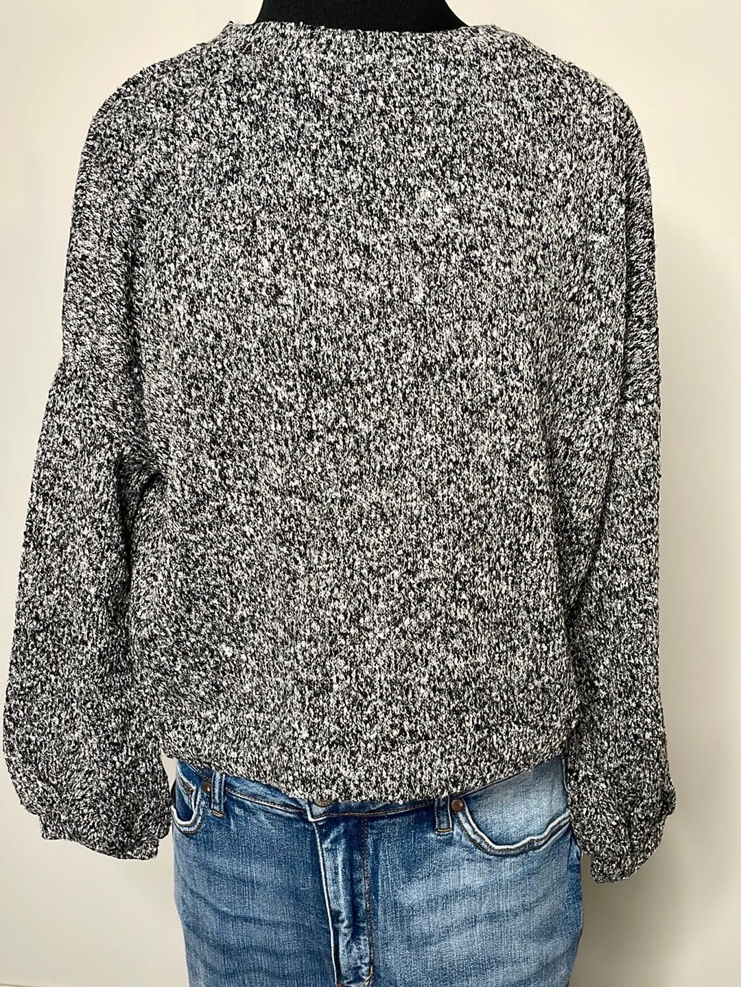 Heather Grey Textured Crop Sweater