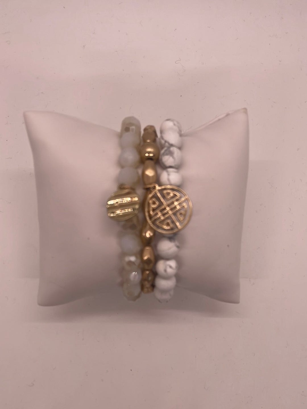 White Marble and Gold Bracelet Set