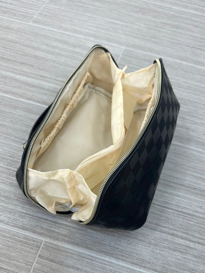 Black Checkered Cosmetic Bag