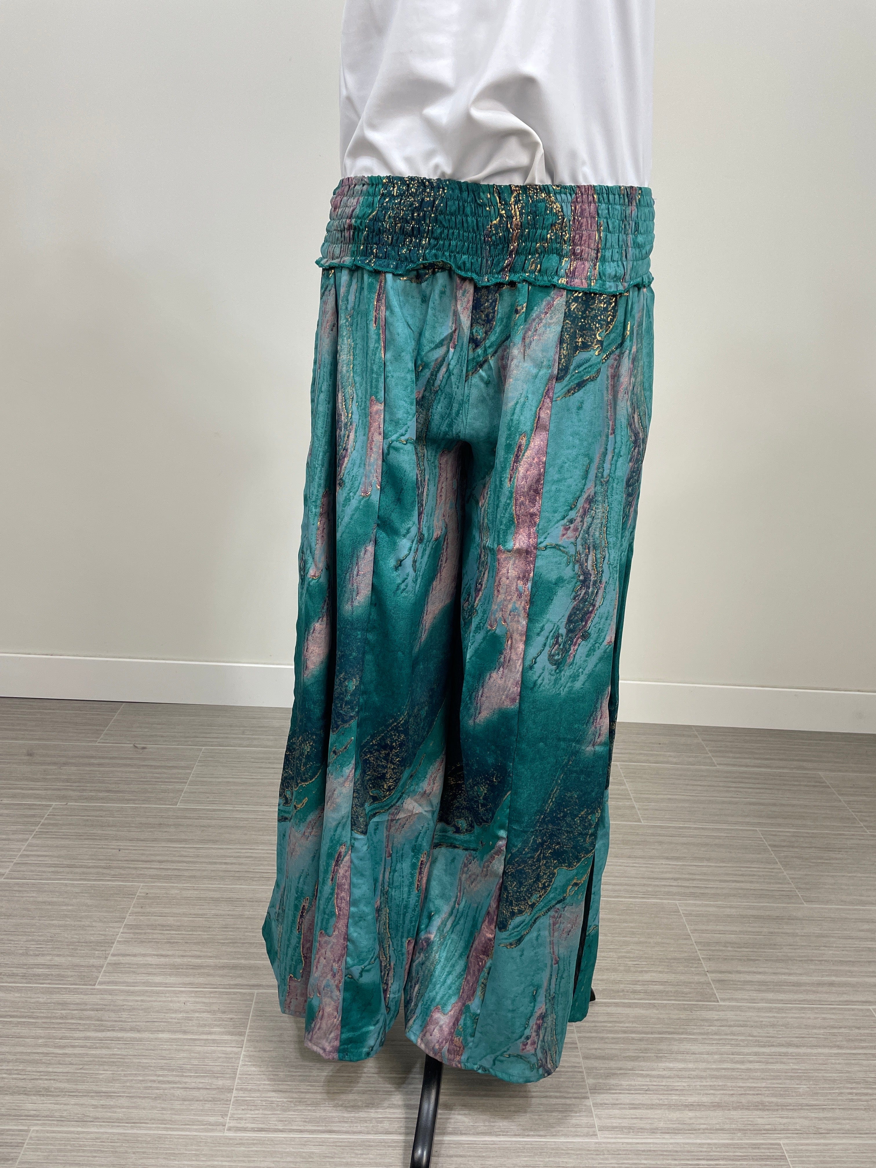 Teal & Purple Metallic Wide Leg Pant