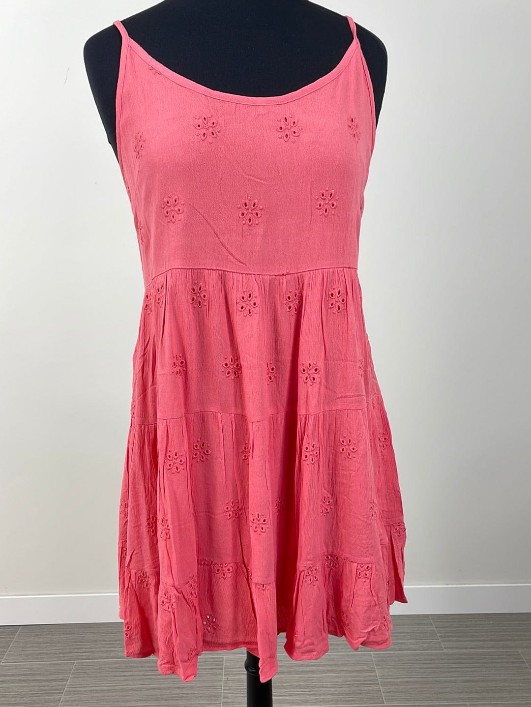 Coral Eyelet Babydoll Dress