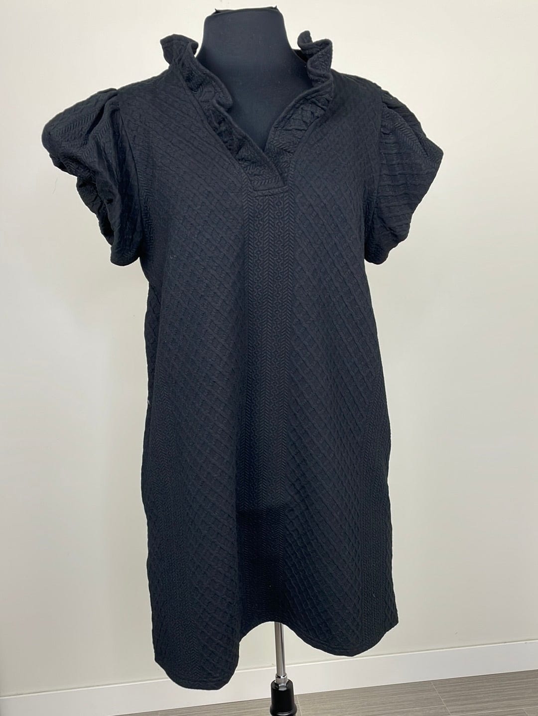 Black Textured Mini Dress