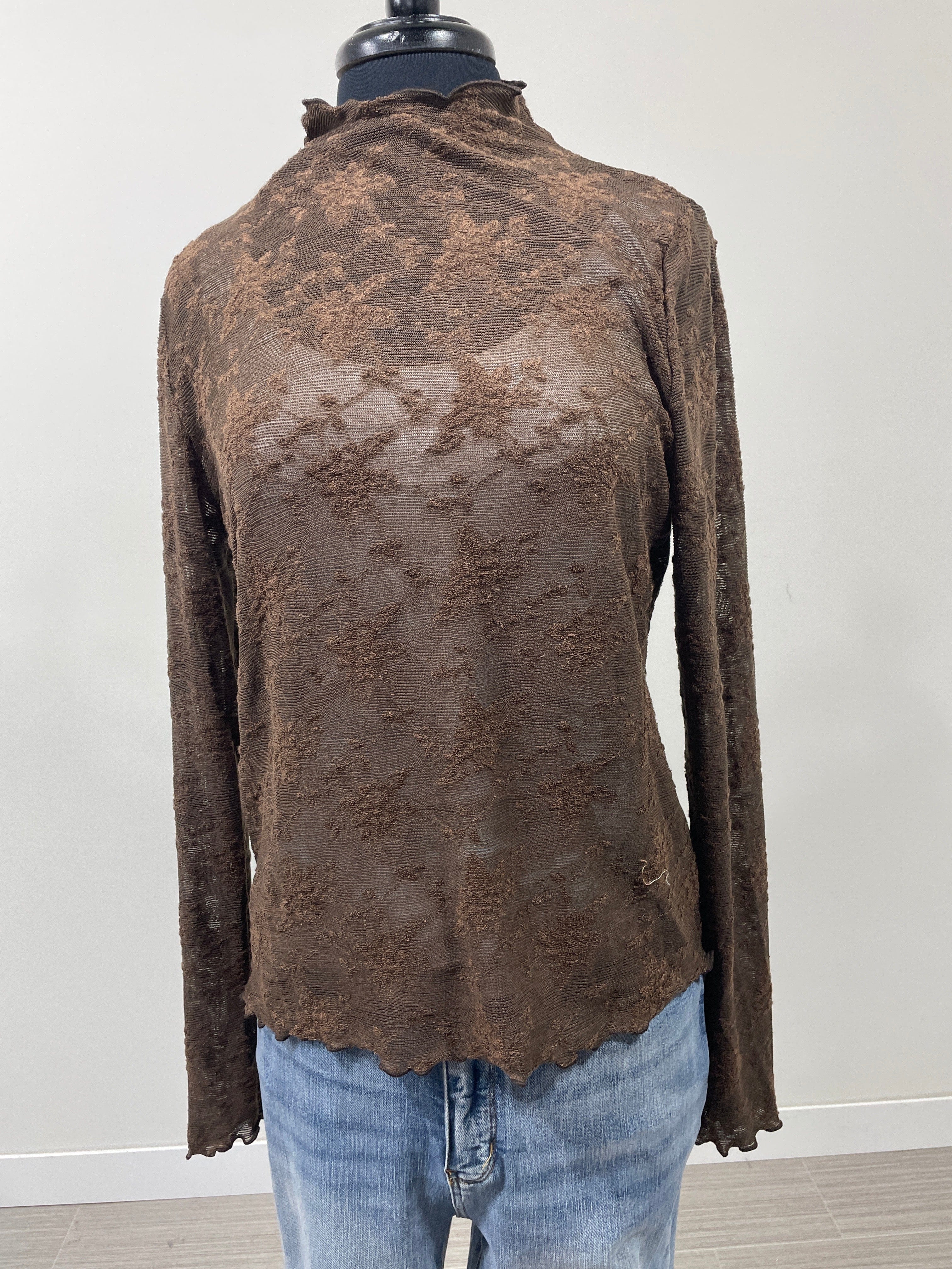 Brown Lace Layering Top