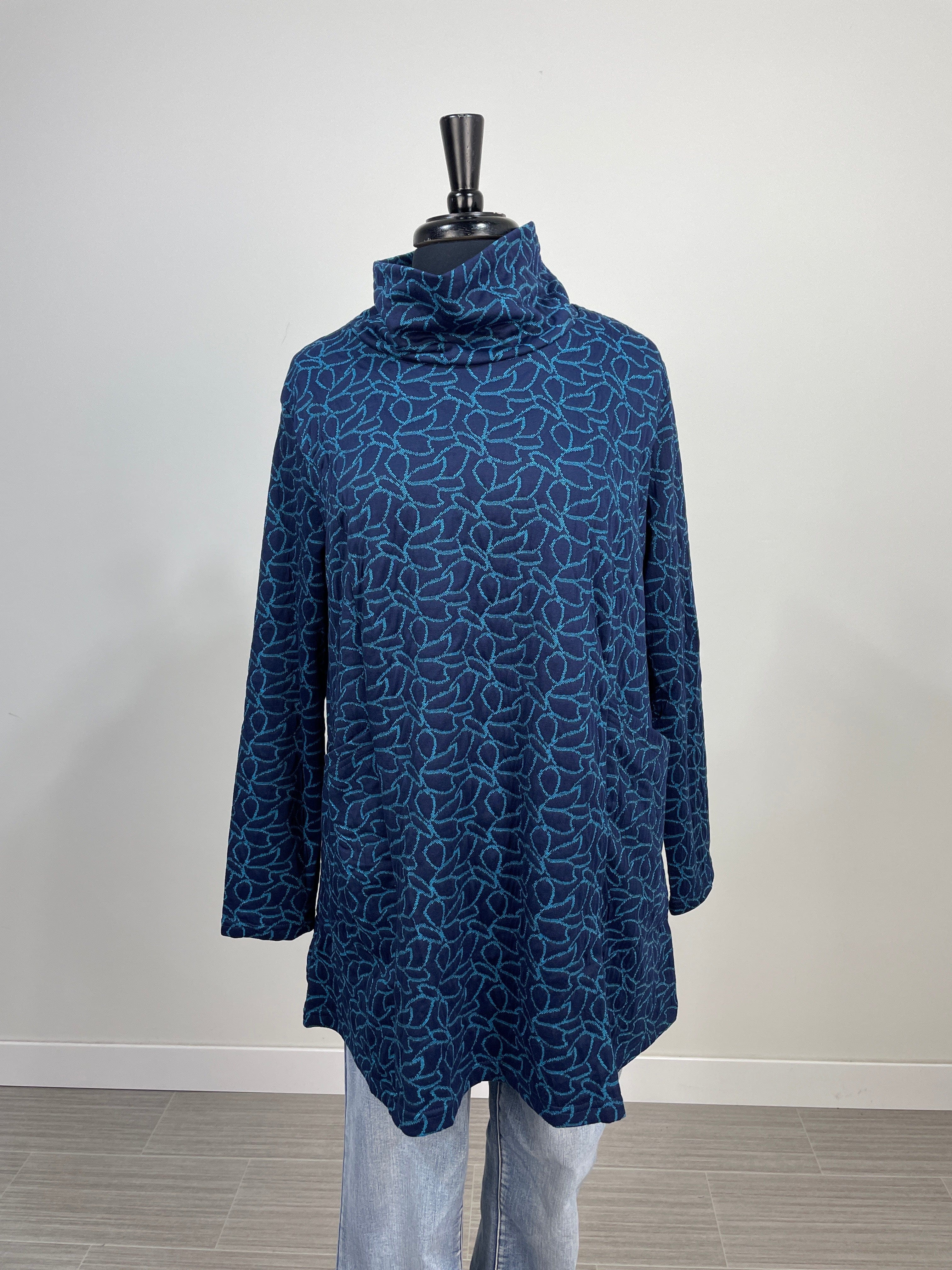 Blue Textured Floral Top