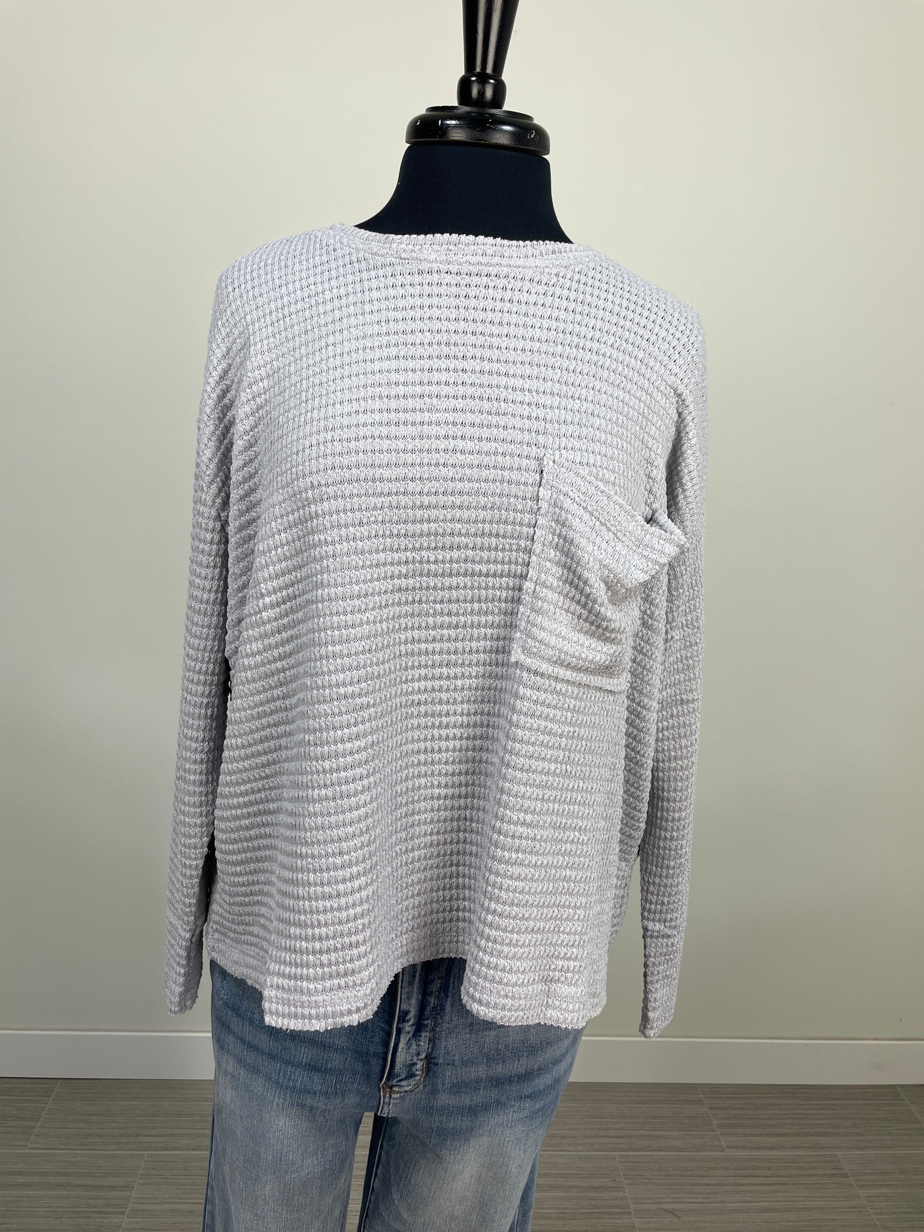 Grey Boatneck Jacquard Top
