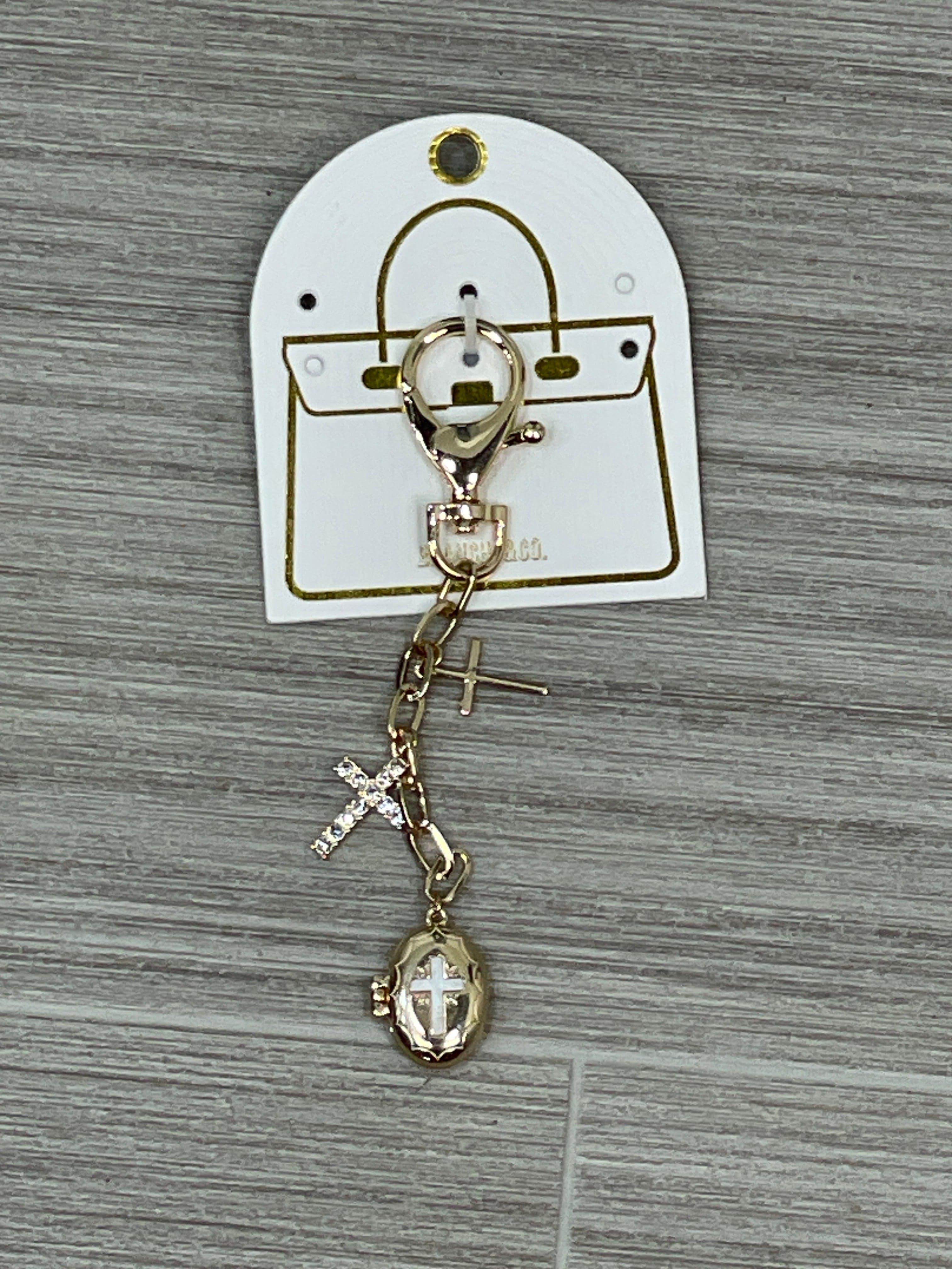Oval Cross Locket Key Chain Bag Charm