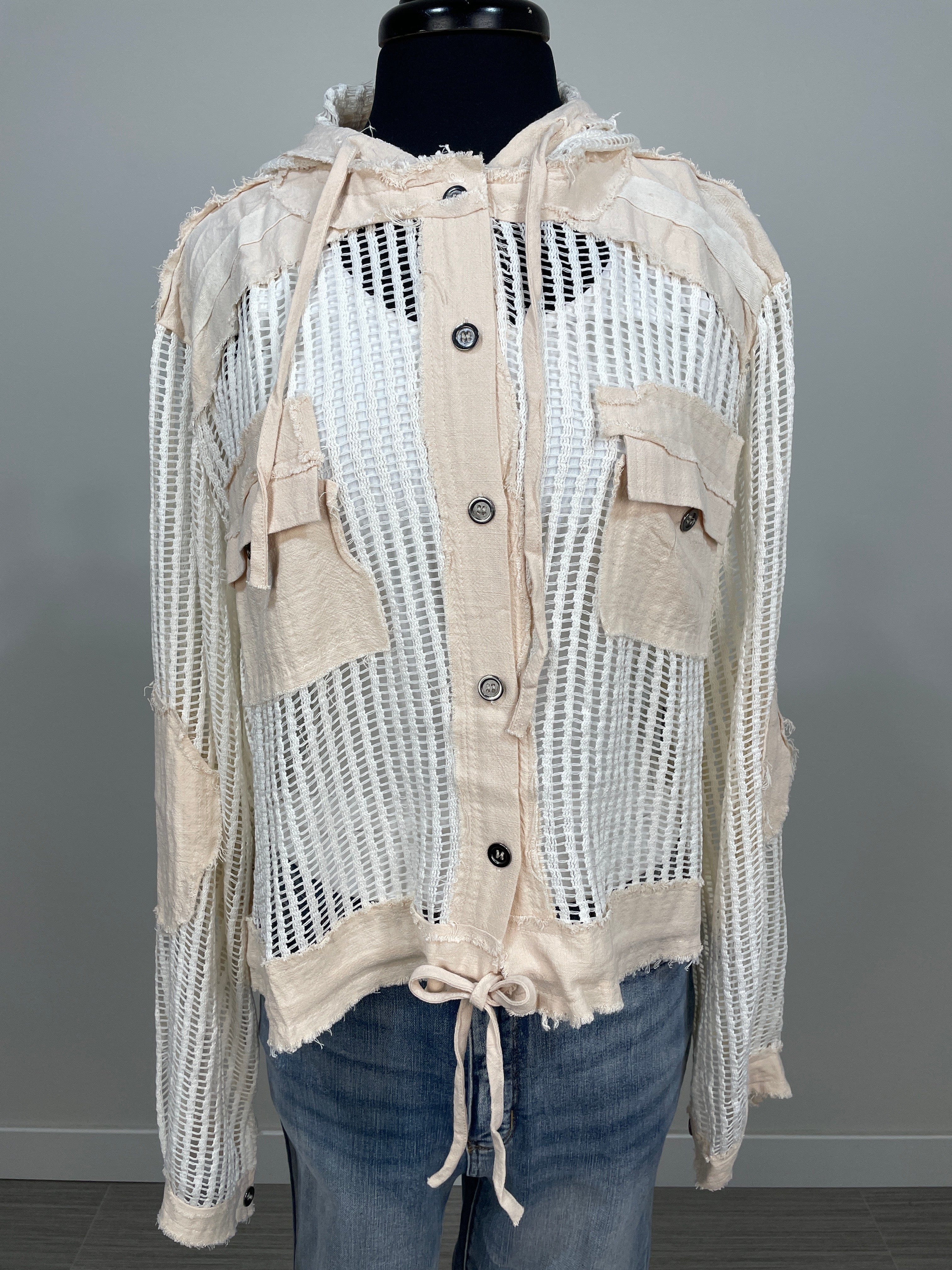 Cream Multi Crochet Jacket