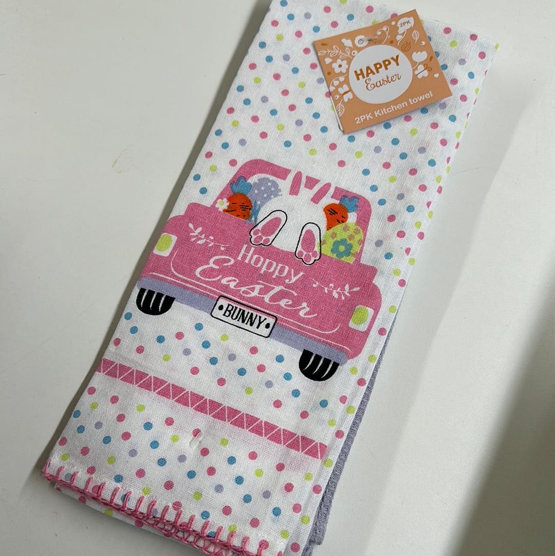 2pc Easter Bunny w/Truck Kitchen Towel