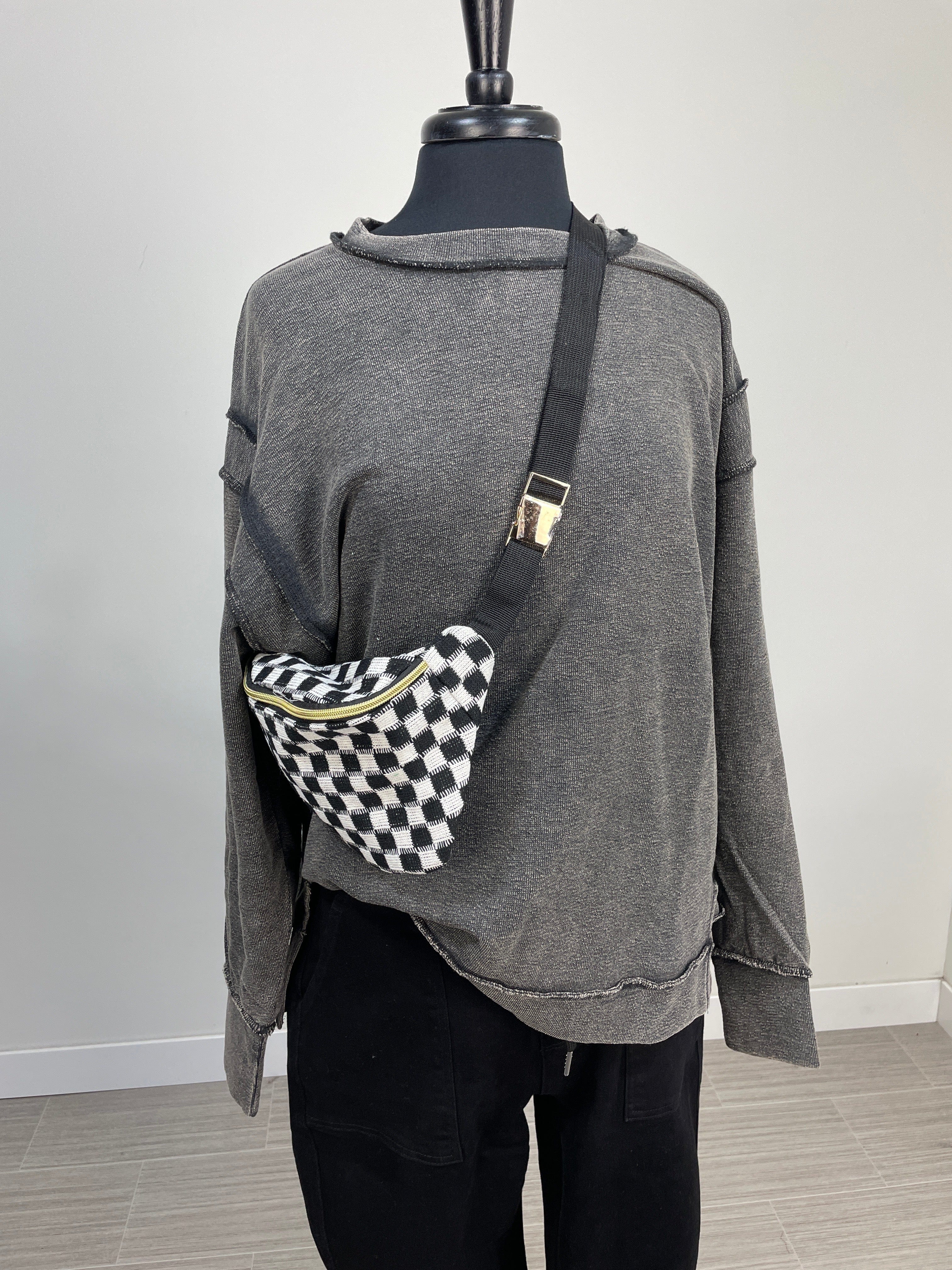 Black Checkered Sling Bag