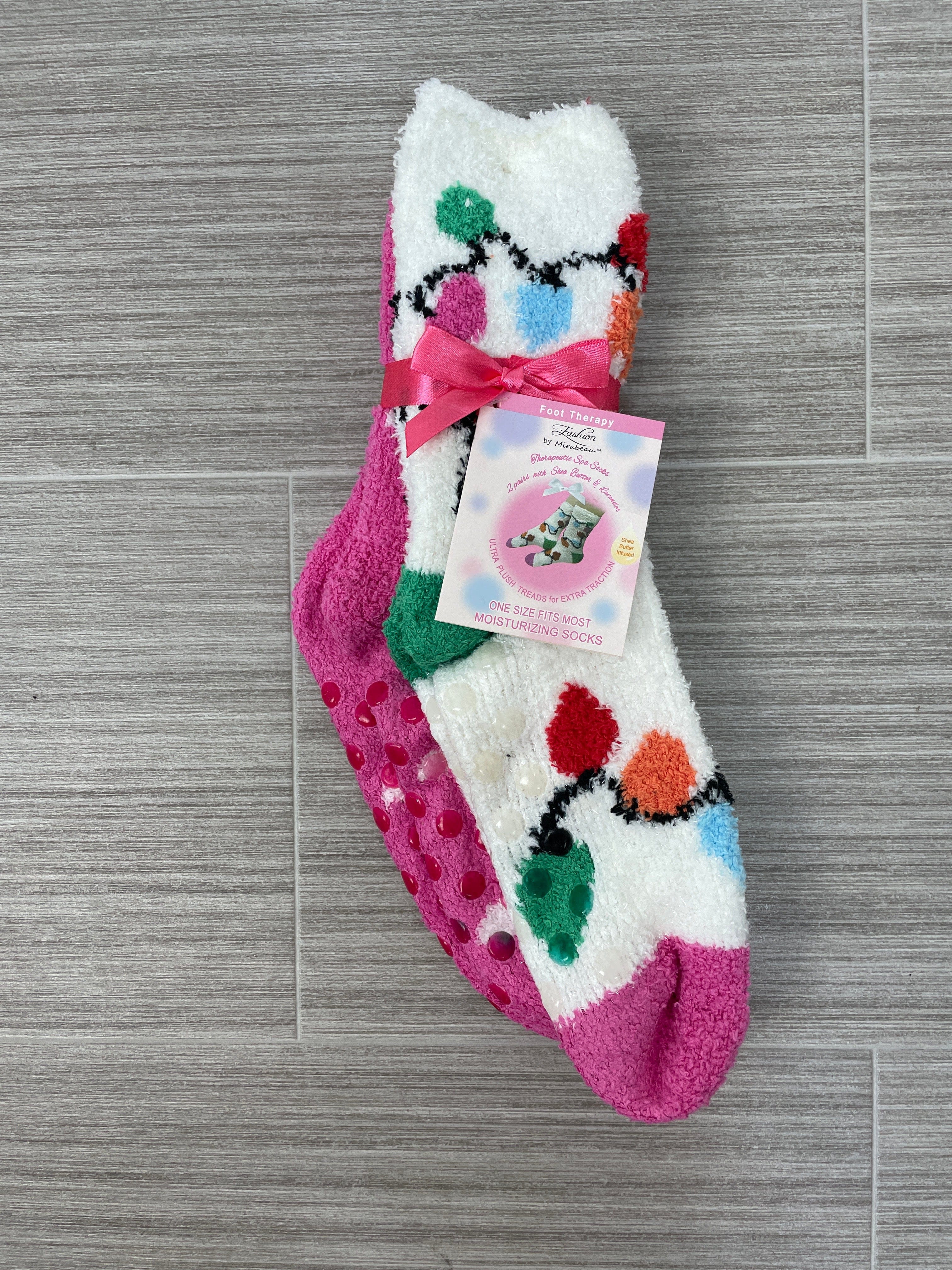 2pc Christmas Bulbs Spa Socks