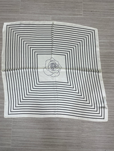 Black & White Rose Satin Scarf