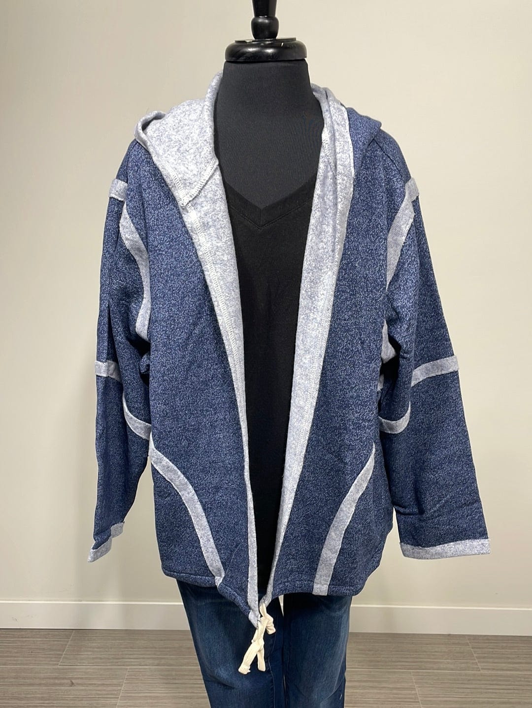 Denim Cozy Hooded Cardigan