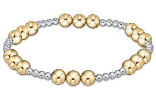 Classic Joy Pattern 6mm Bead Bracelet - Mixed Metal