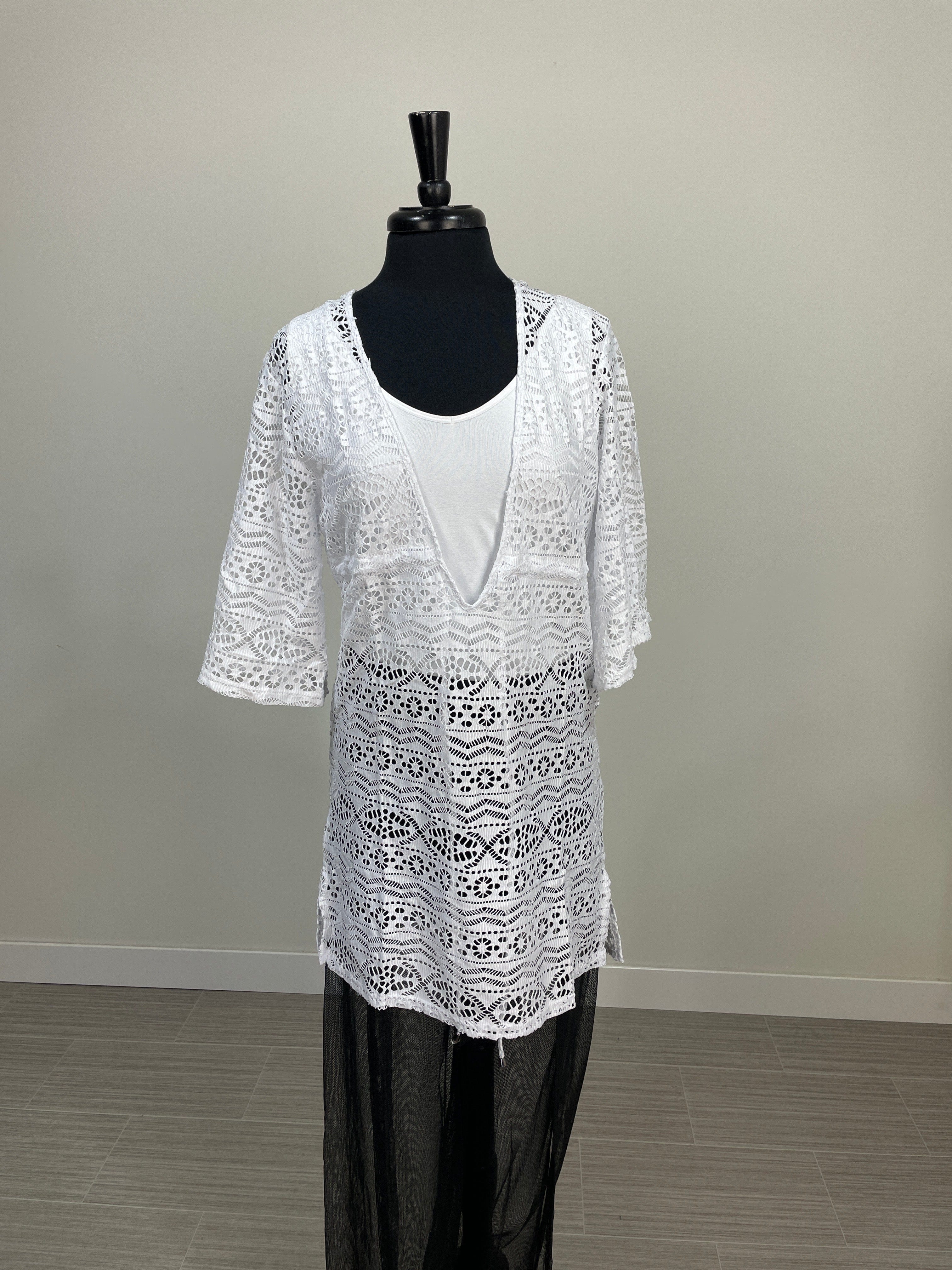White Open Knit Coverup
