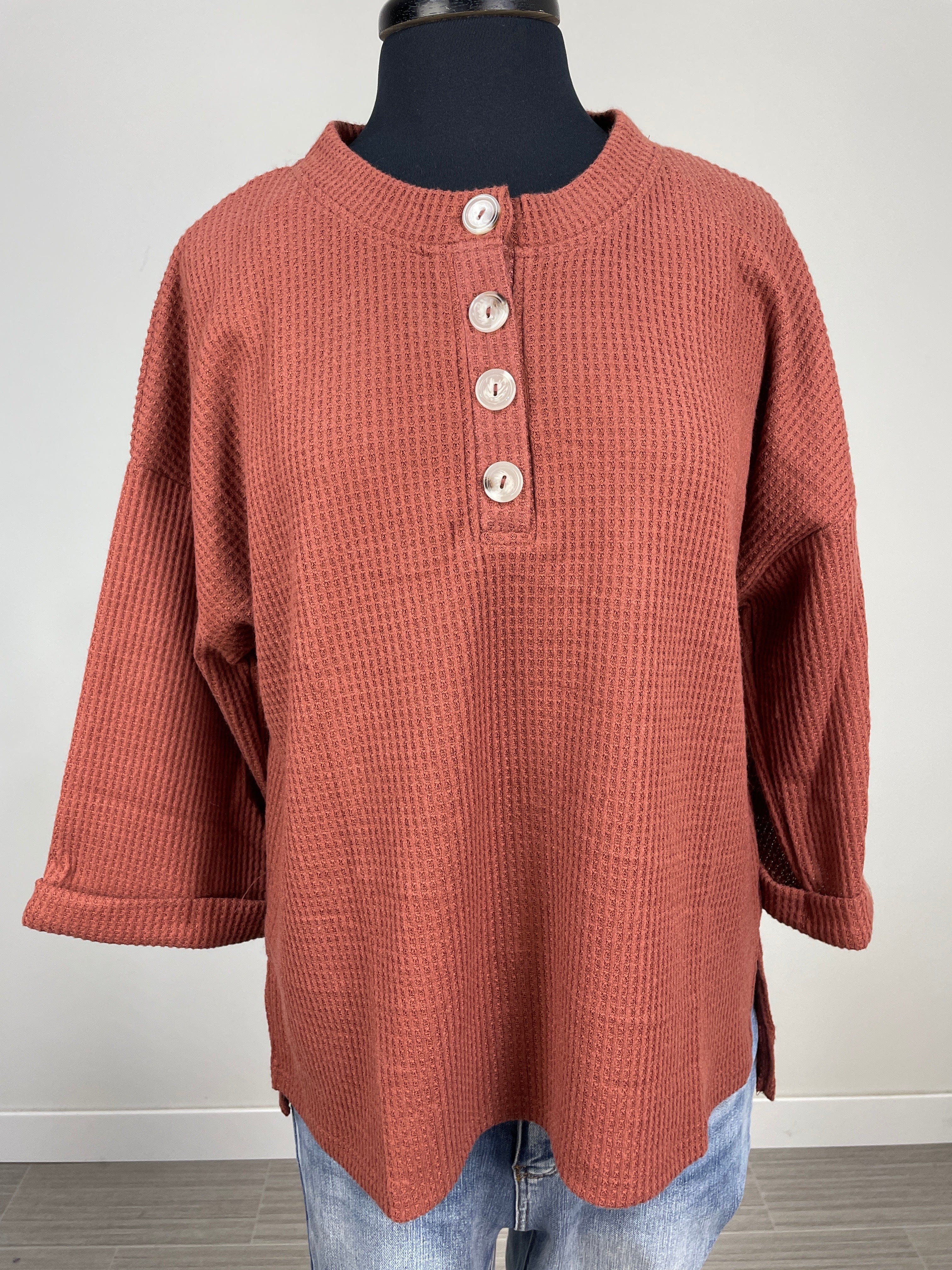 Rust Brushed Henley
