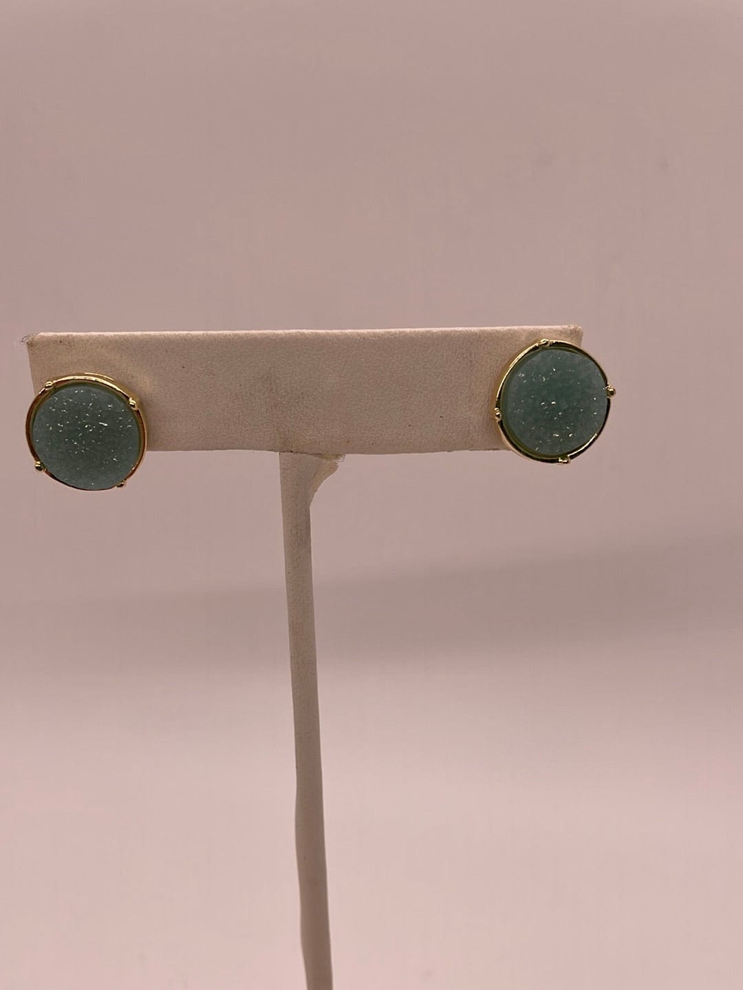 Blue Druzy Stud Earring