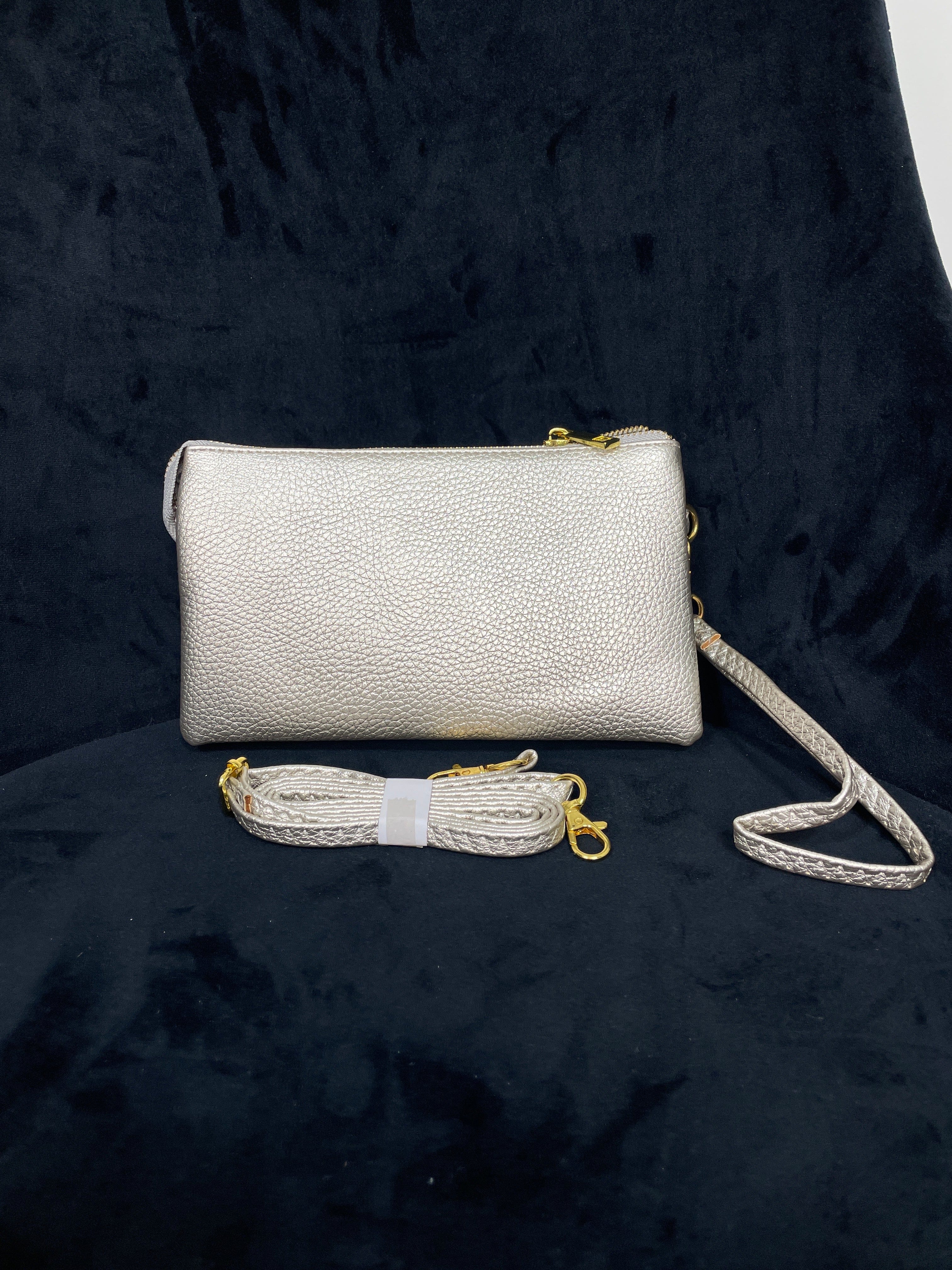 Silver Crossbody Wristlet
