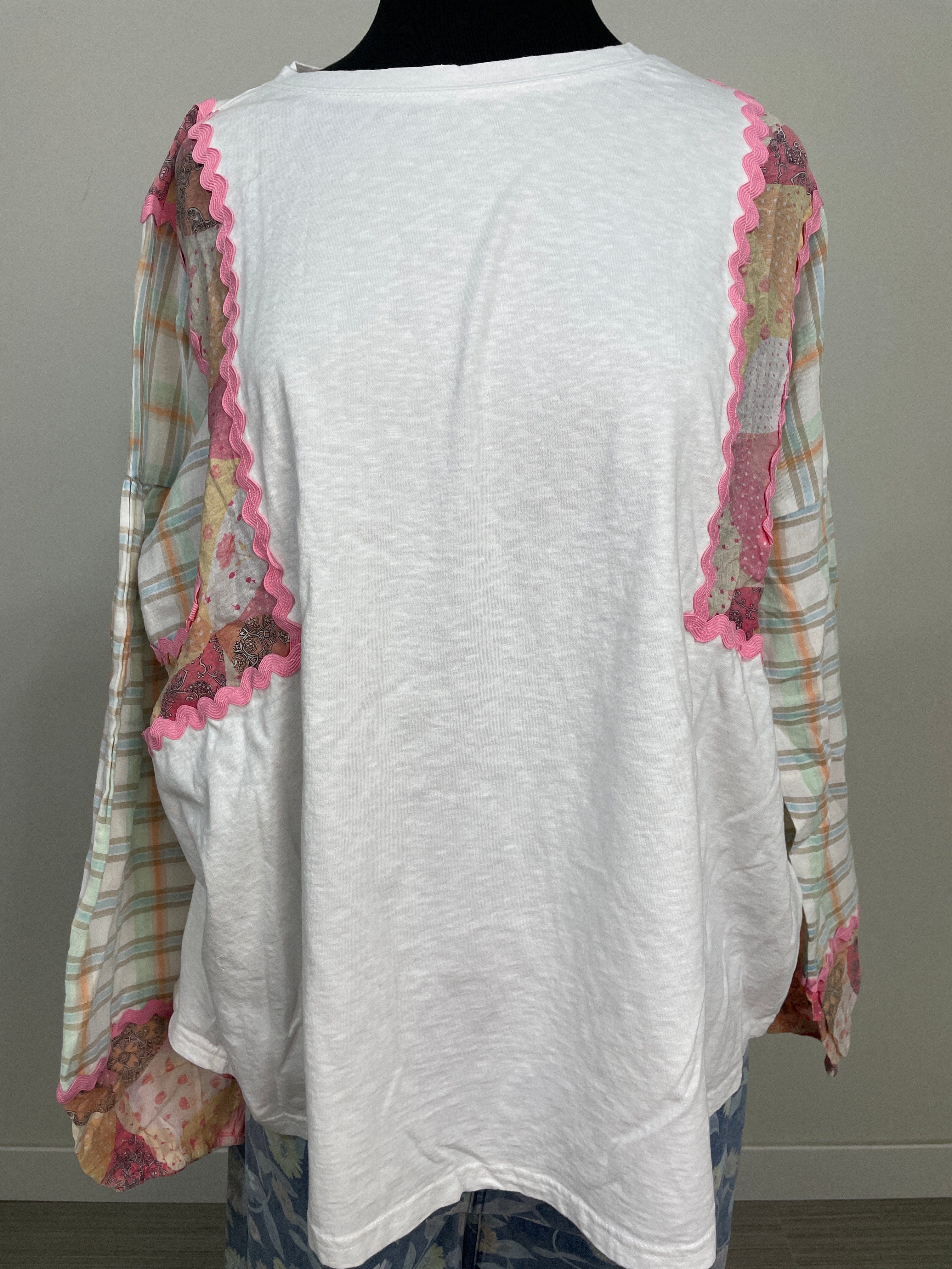 Ivory Mix Print Sleeve Knit Top
