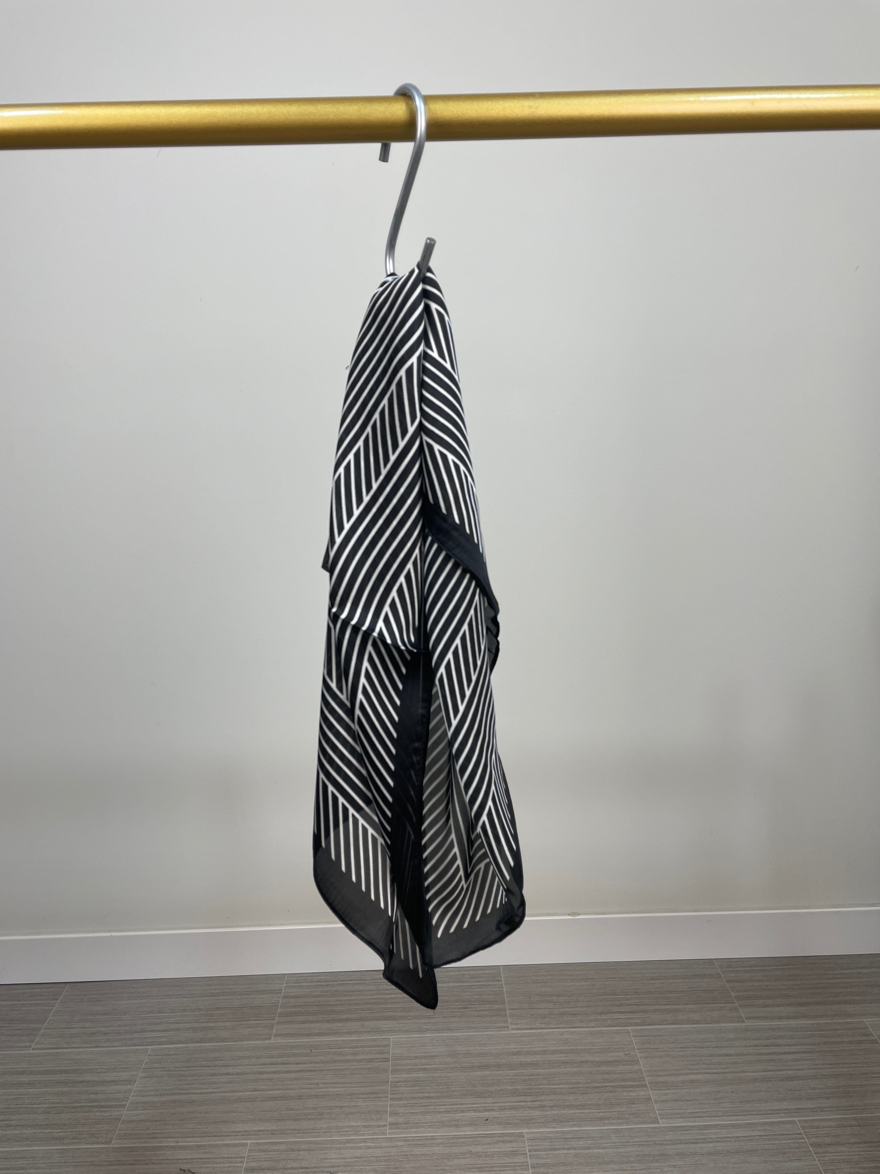 Black Striped Print Satin Scarf