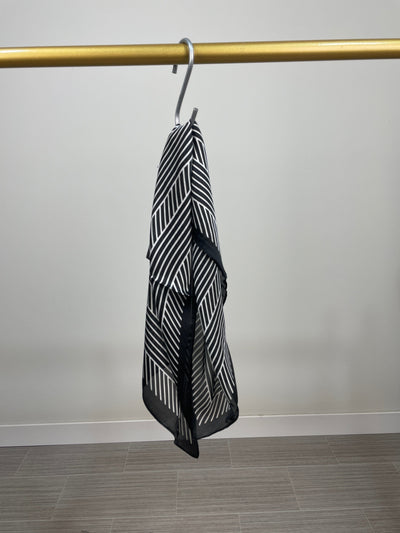 Black Striped Print Satin Scarf
